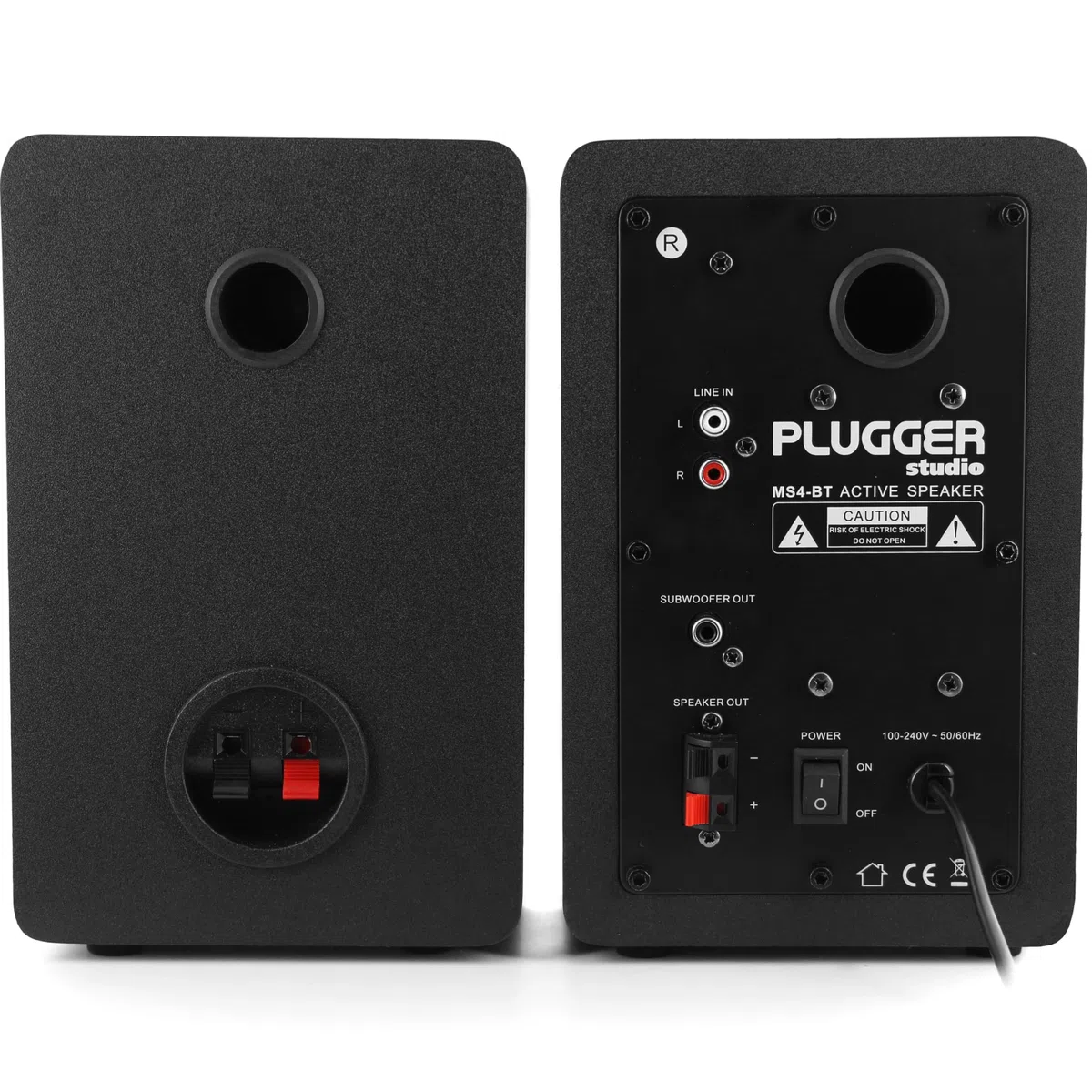 Plugger Studio MS4-BT Enceintes multimédia Bluetooth 2 Voies Moniteurs de Studio sans Fil. Bois, Noir. Ecoutes Actives pour Smartphone, Tablette, Ordinateur PC ou Mac, Lecteur multimédia, Carte Son.