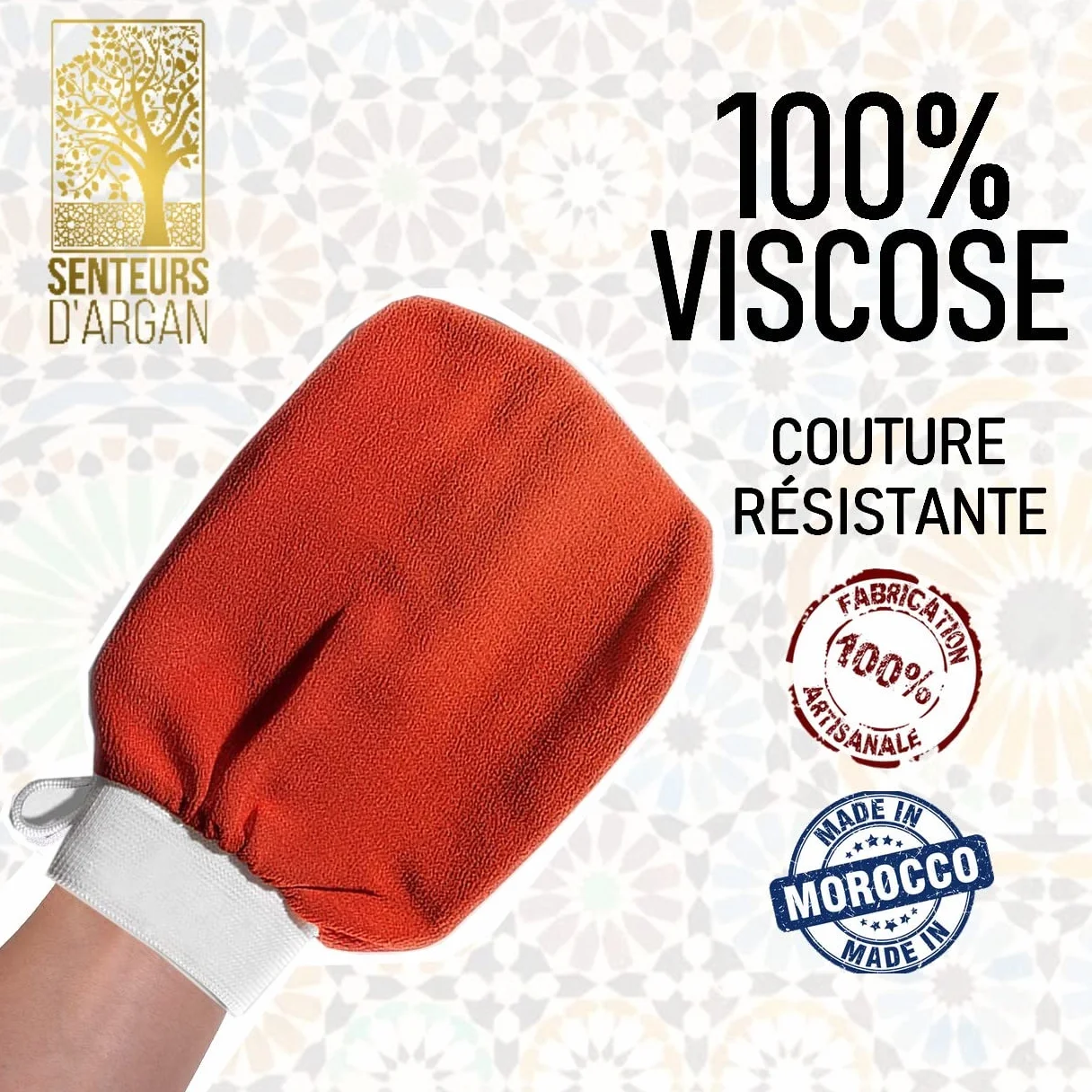 Gant de gommage kessa exfoliant + Savon noir à l'huile d'argan pour hammam