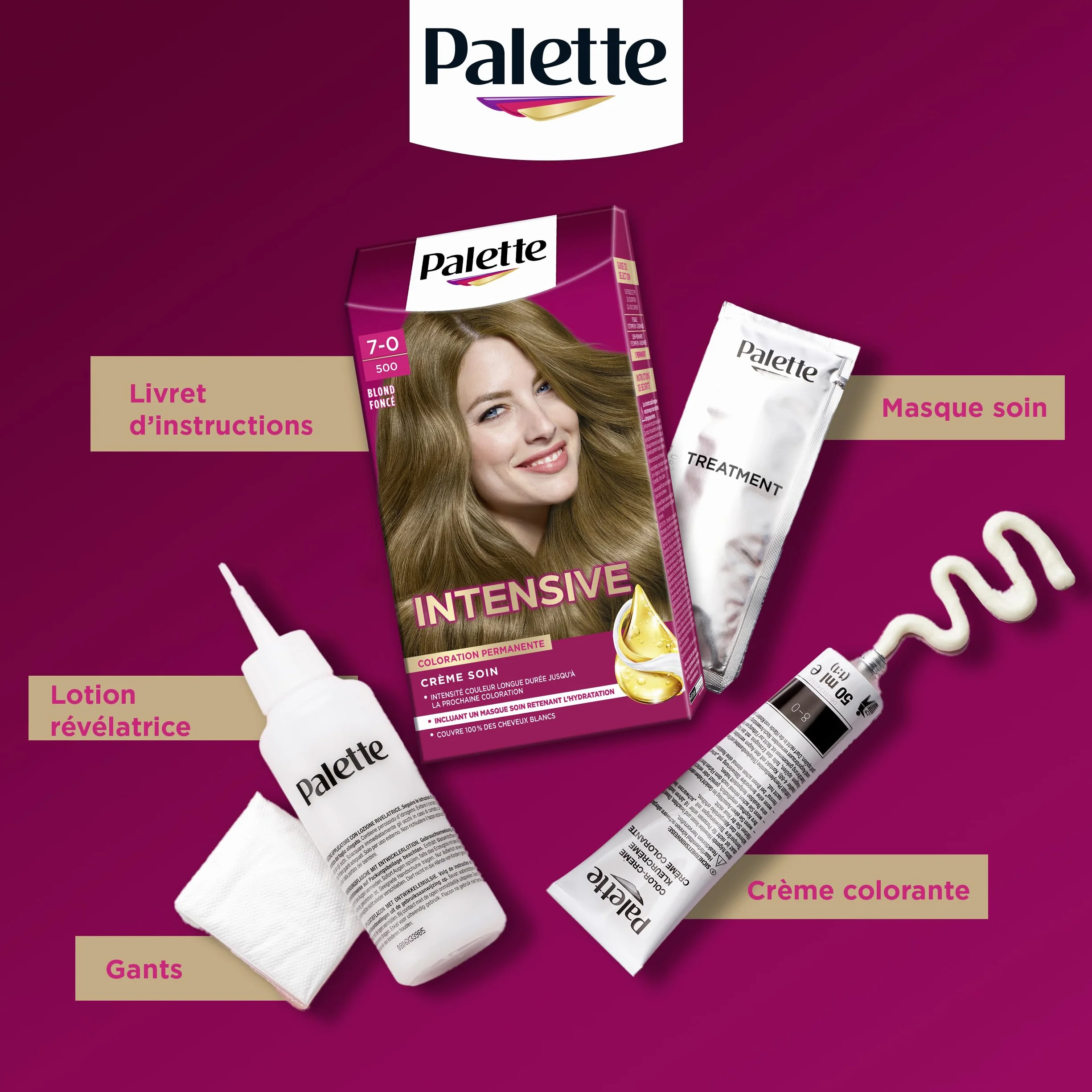 Palette Coloration Permanente Crème Soin Couverture 100% Cheveux Blancs Longue Durée 8.7 Blond Terracotta