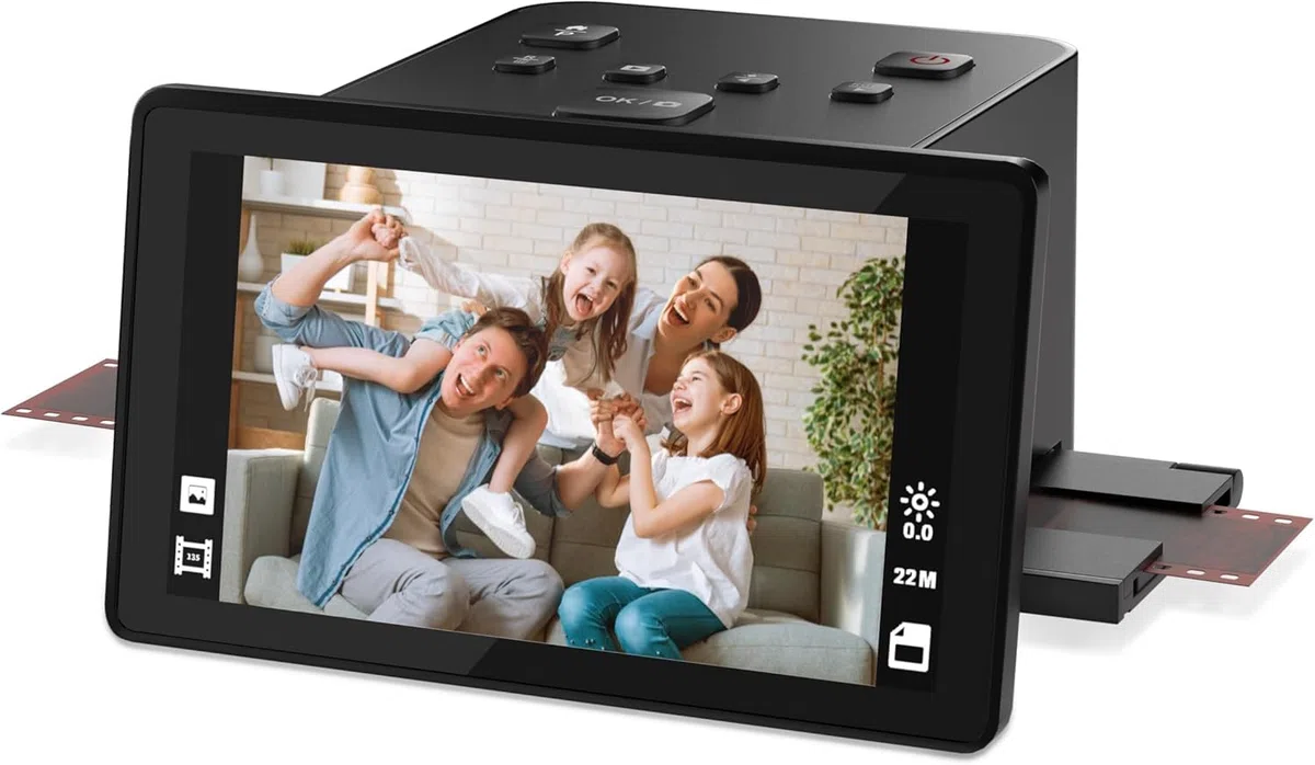 Scanner numérique de Films et de Diapositives avec Grand écran LCD de 5 Pouces, Scanner négatif et Scanner de Diapositives pour numériser, convertit 135, 126 KPK, 110 négatifs et Super 8 Films en 22