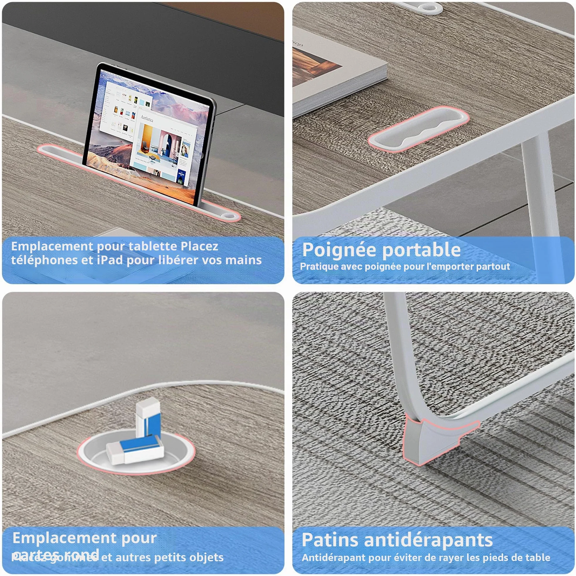 Bureau de lit pour Ordinateur Gris