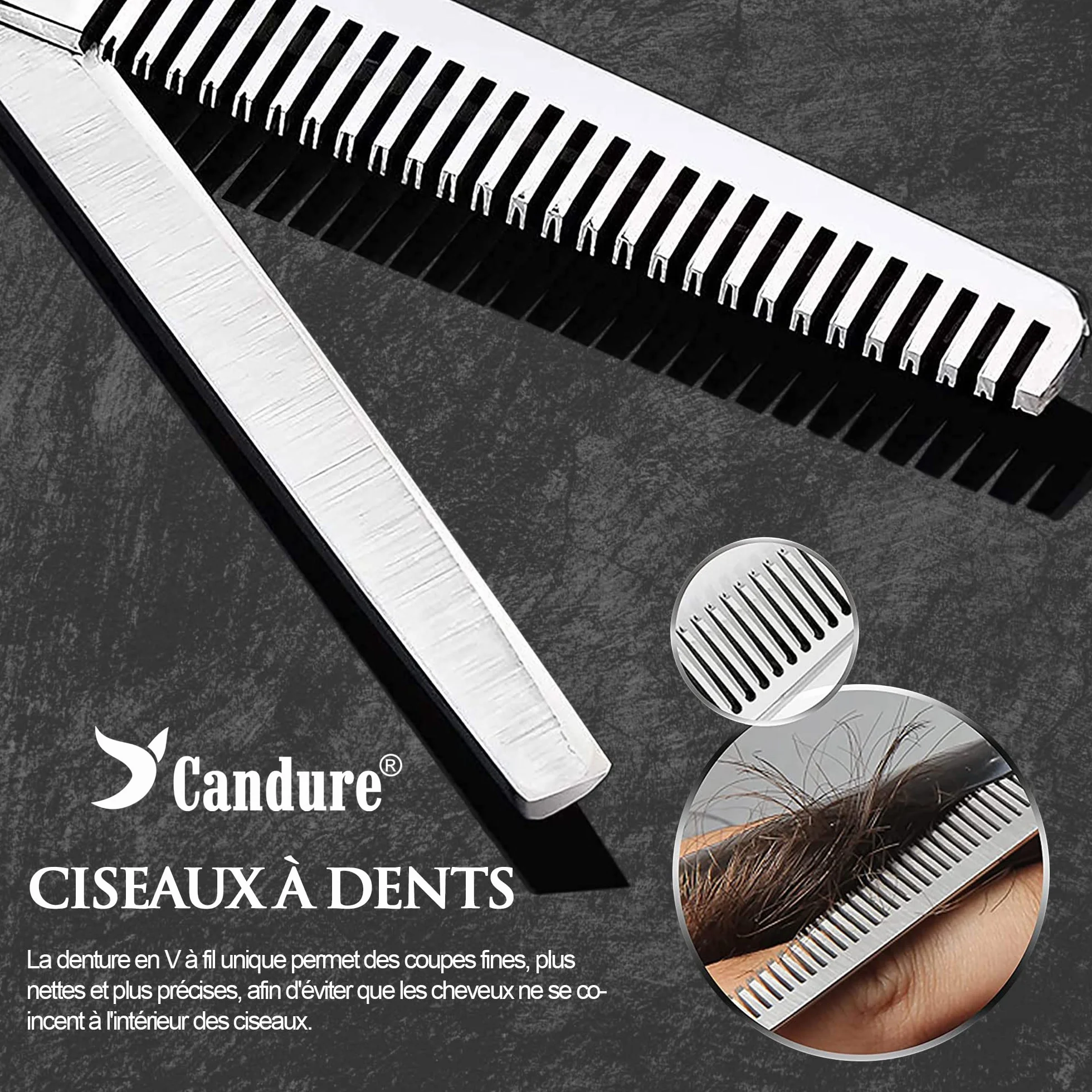 Candure Ciseaux Désépaississant Coiffure 6.5'' Professionnels Acier Inoxydable