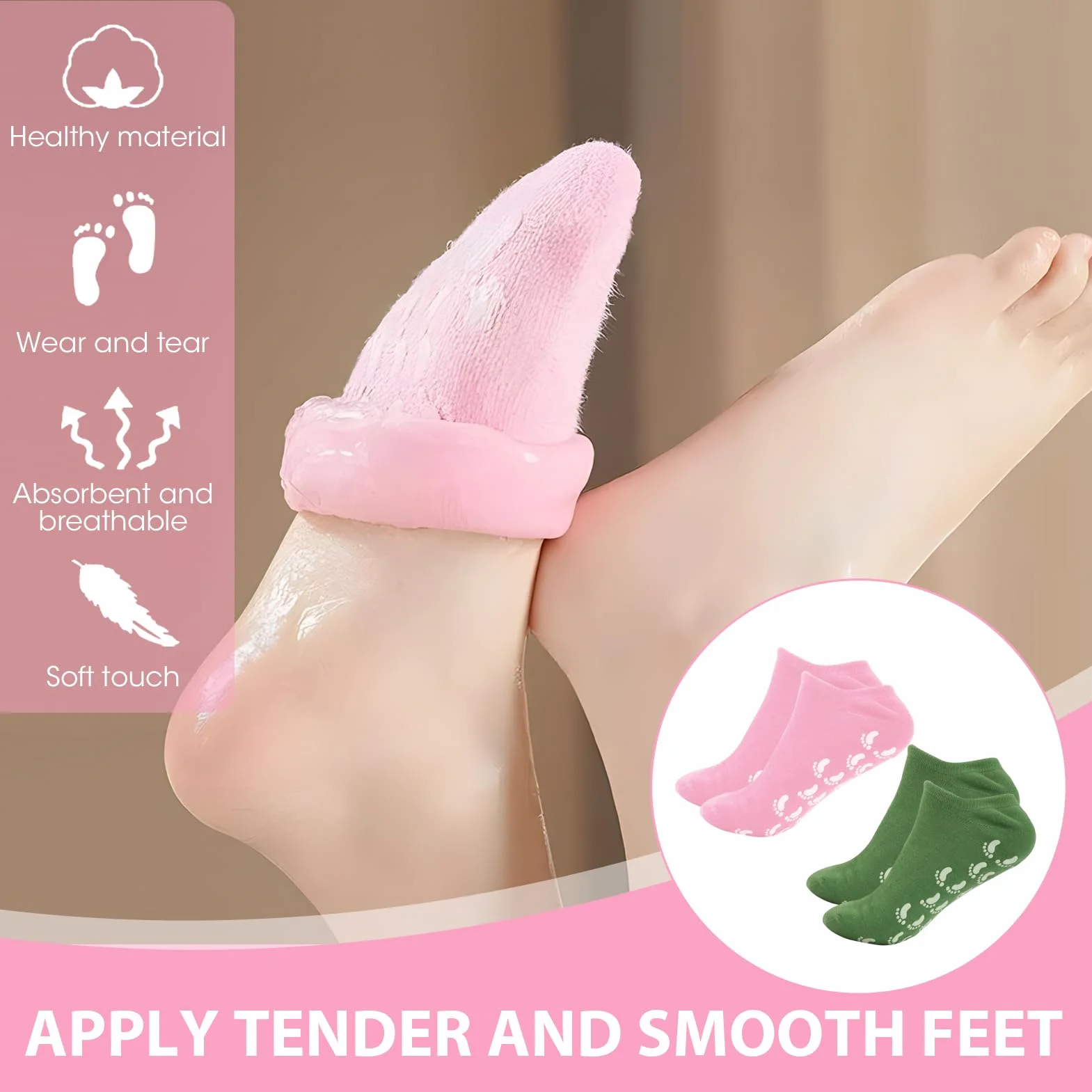 Chaussettes hydratantes silicone réutilisables Antidérapant Taille 34-37