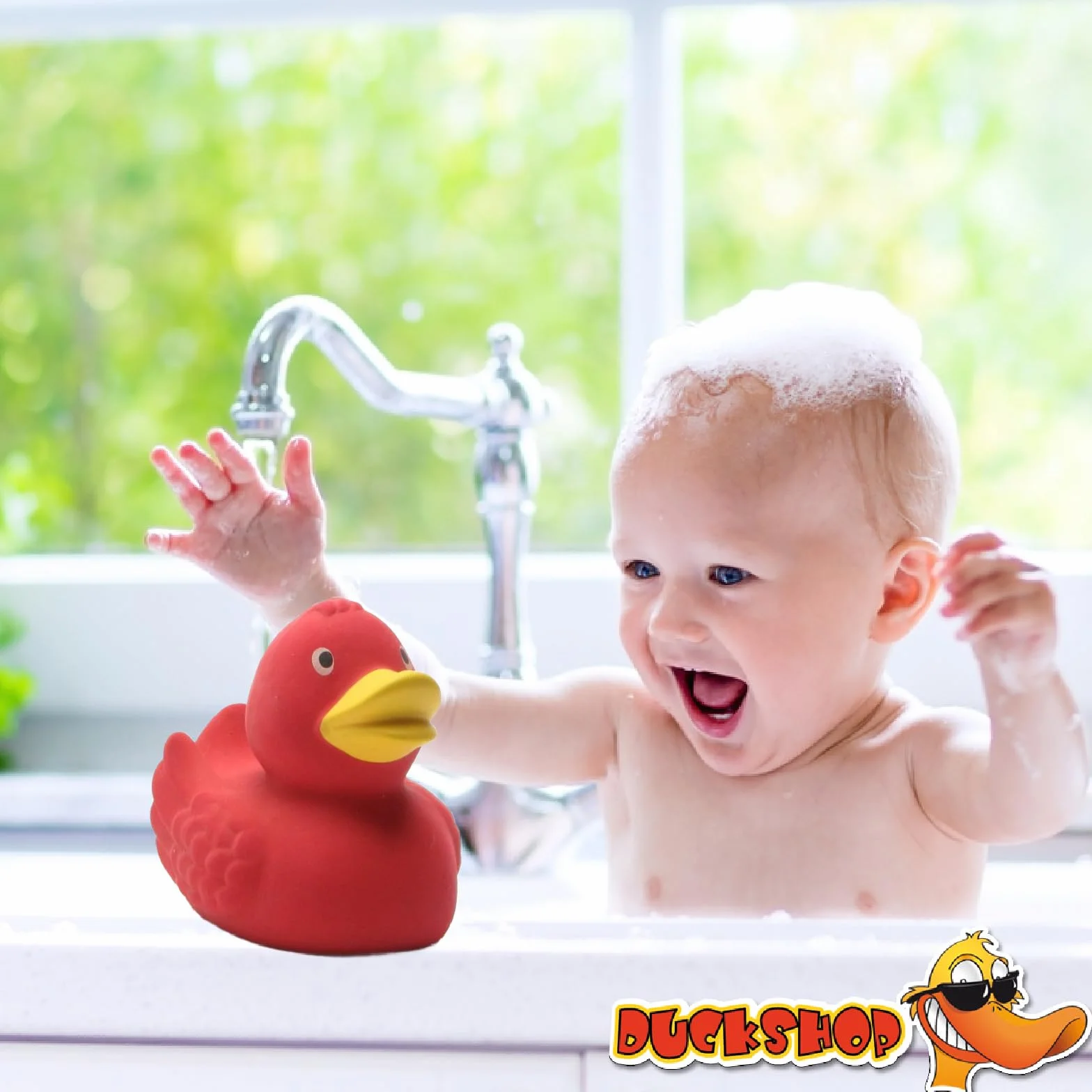 Canard de bain en caoutchouc naturel rouge 7,5 cm