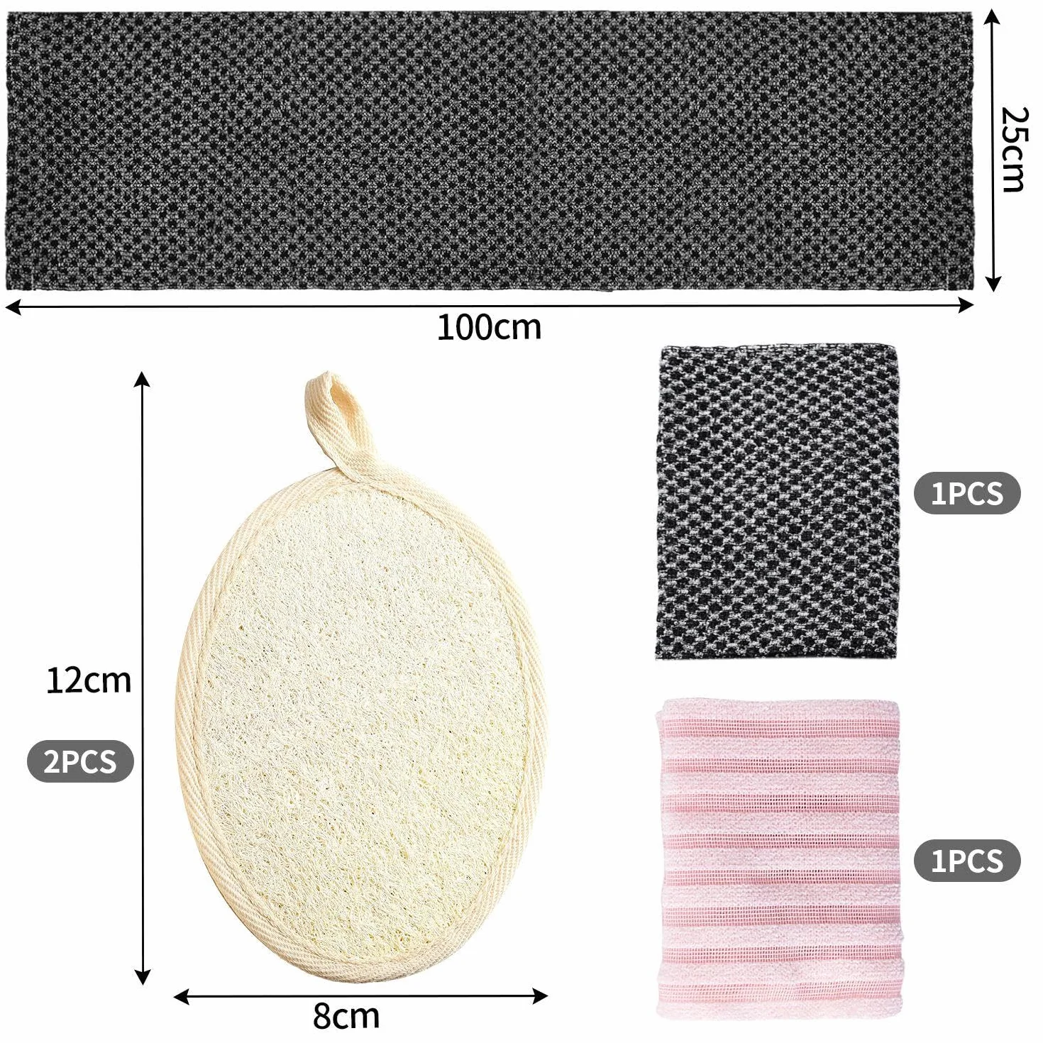 Serviettes De Bain Rectangulaires 2 Pièces Lingettes De Bain Épurateur Arrière