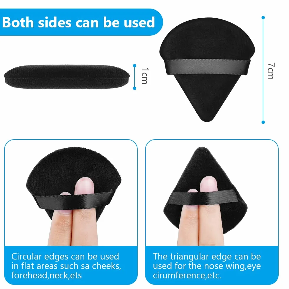 Ainiv Lot de 4 houppettes triangulaires réutilisables double usage lavables poudre libre fond de teint