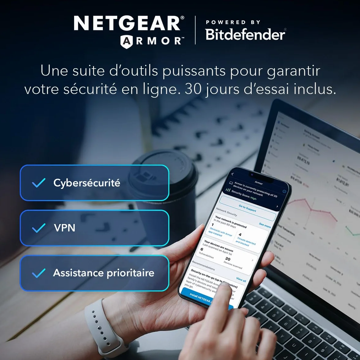 NETGEAR Orbi RBE373 Système Mesh WiFi 7 3-Pack BE3600 Jusqu'à 3.6 Gbps 360 m²