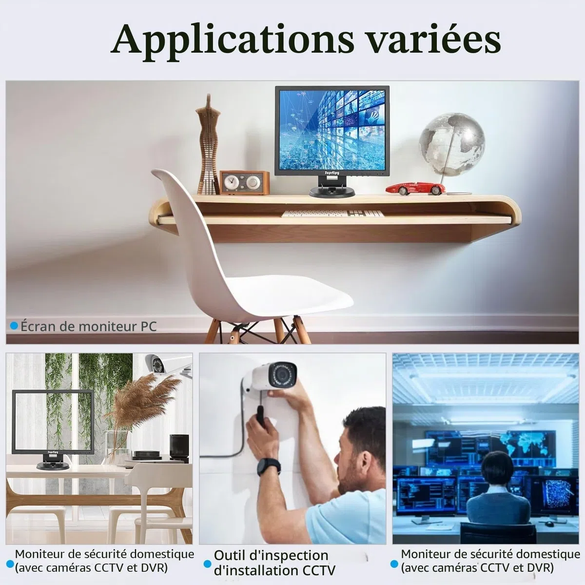 14 Pouce TFT LCD Sécurité CCTV Moniteur 1024x768 4:3 Résolution d'écran Couleur HDMI VGA BNC AV Entrée avec télécommande Haut-parleurs intégrés pour caméra de Surveillance DVR PC