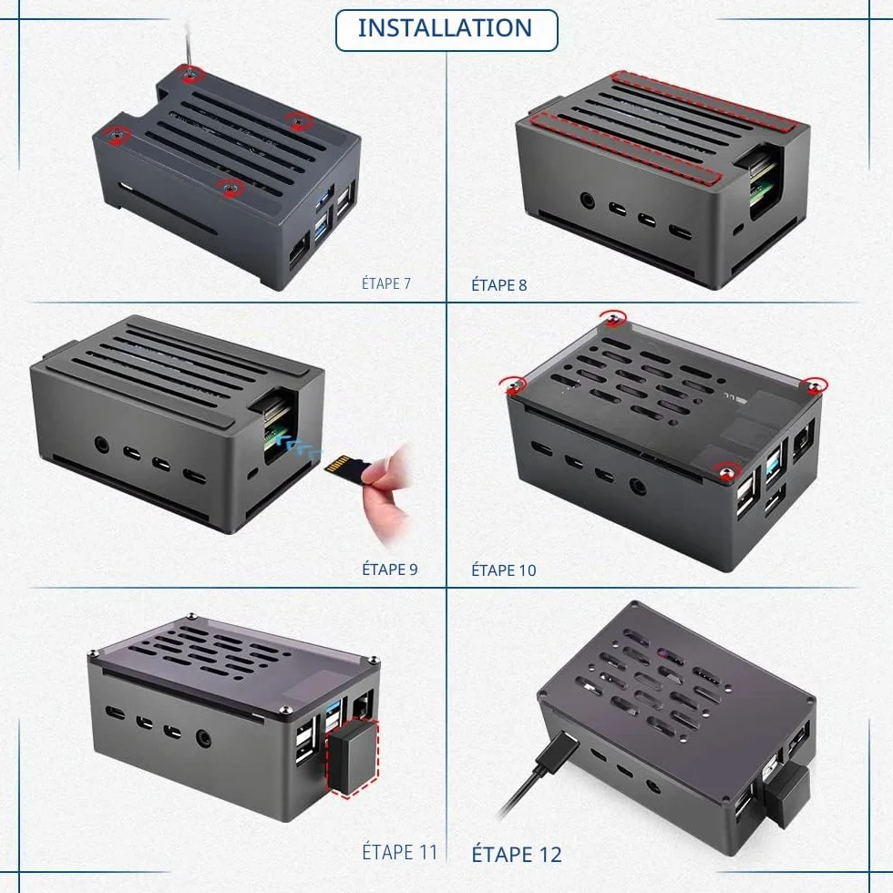 GeeekPi Boîtier NAS Raspberry Pi 4 en aluminium avec ventilateur PWM et adaptateur SSD M.2 SATA