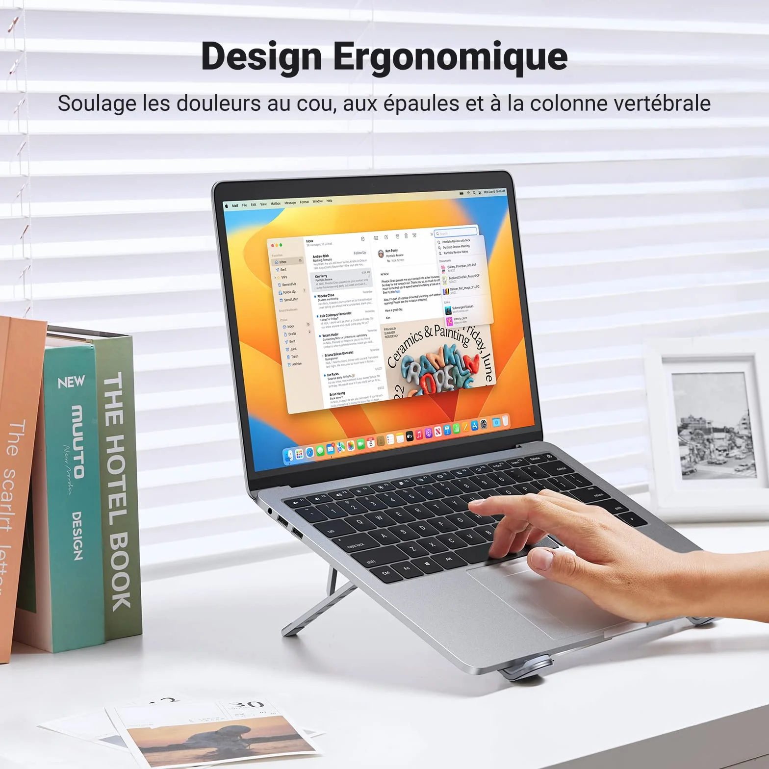 UGREEN Laptop Stand Aluminium 8-17,3 Pouces Réglable 5 Niveaux Pliable Compatible MacBook Air Pro HP Dell ASUS MSI