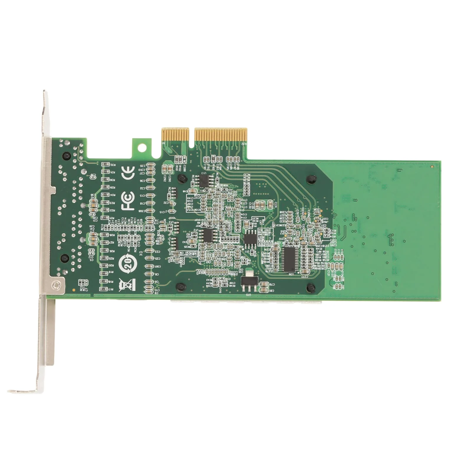 ASHATA Carte WiFi PCIEx4 à Puce Intel I350, 4 Ports Gigabit, Grand Dissipateur de Chaleur, Carte Ethernet D'interface RJ45 pour Ordinateurs de Bureau avec Broches Dorées