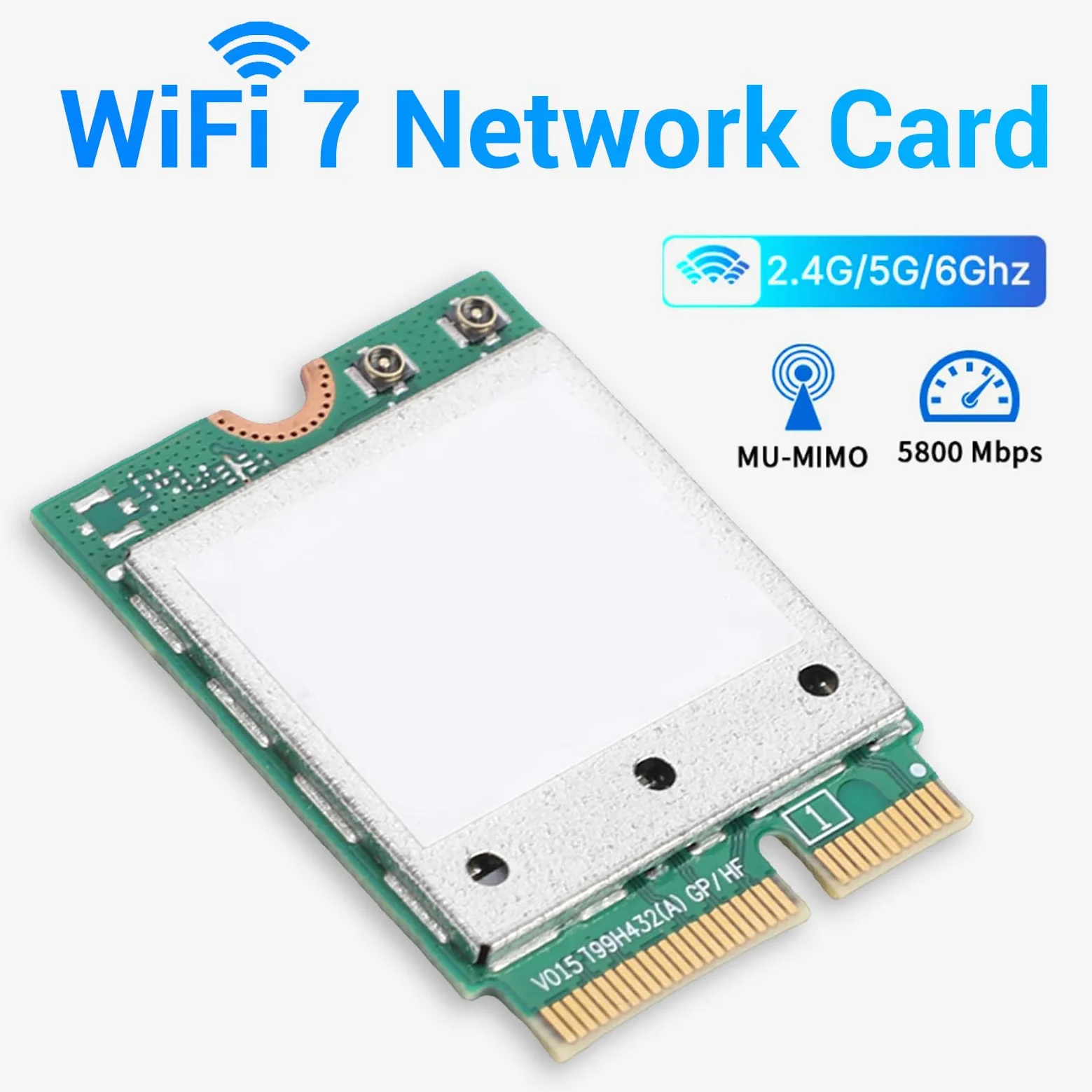 Topiky Carte WiFi 7, Carte Réseau sans Fil pour Ordinateur Portable, Module Adaptateur Réseau Triple Bande 6G/5G/2,4 GHz 5,8 Gbps avec Double Antennes, Prise en Charge 4K QAM pour PC 11