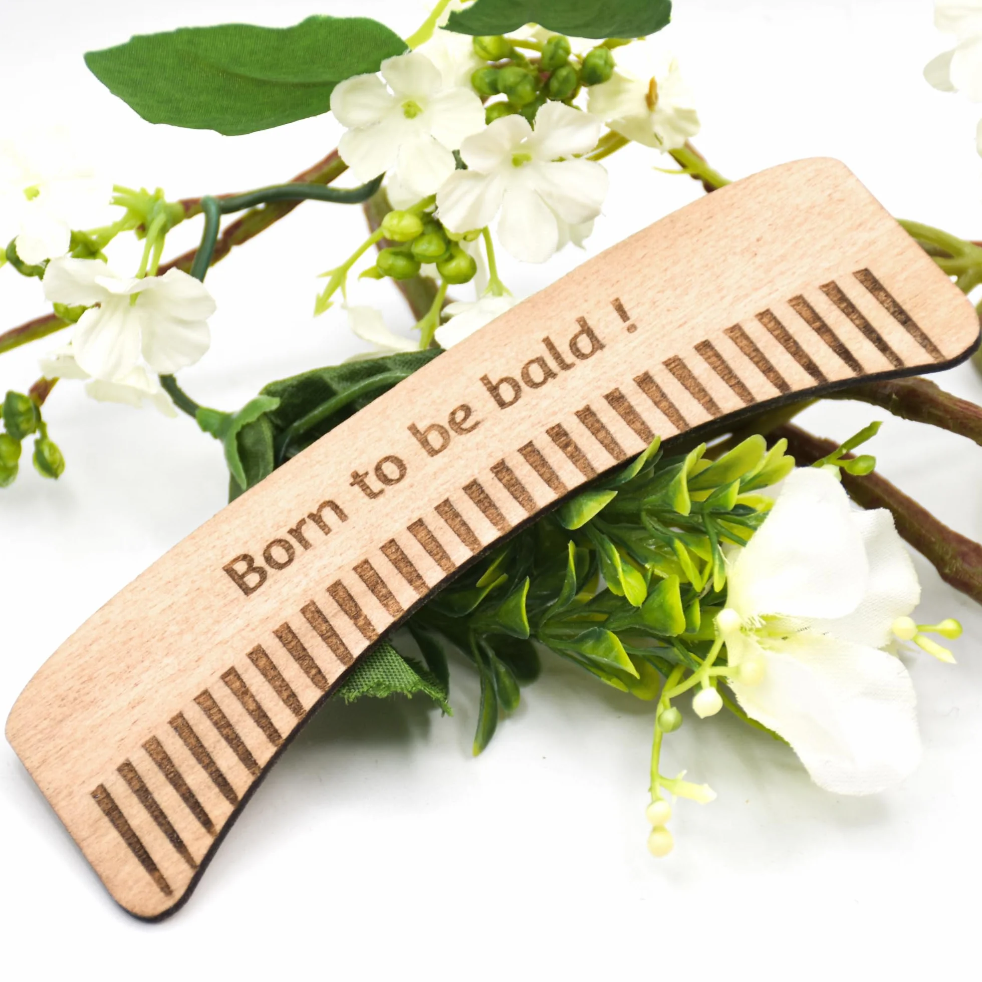 Peigne personnalisé en bois pour chauve, prénom et phrase personnalisables, idée cadeau anniversaire