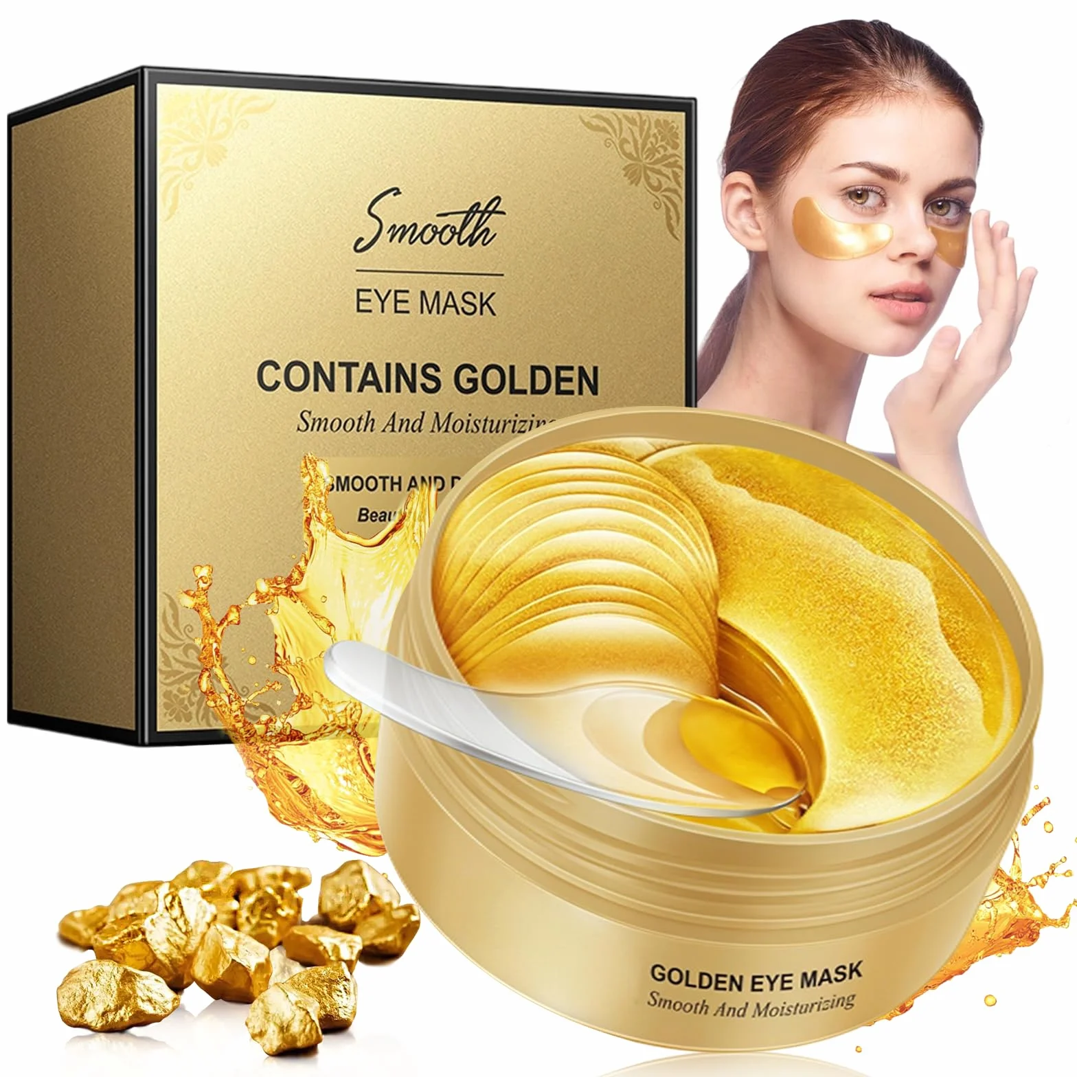 Masque Yeux 60 Pcs, Patch Yeux Collagène en Gel, Anti-Cernes et Anti Poches, Hydratant et Anti Âge