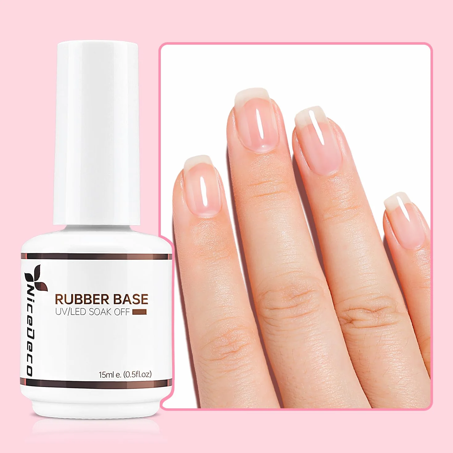 Nicedeco Rubber Base 15ML Clair Semi Permanent Gel Sans HEMA UV LED Gel Polish Renforcement Réparation Manucure Nail Art