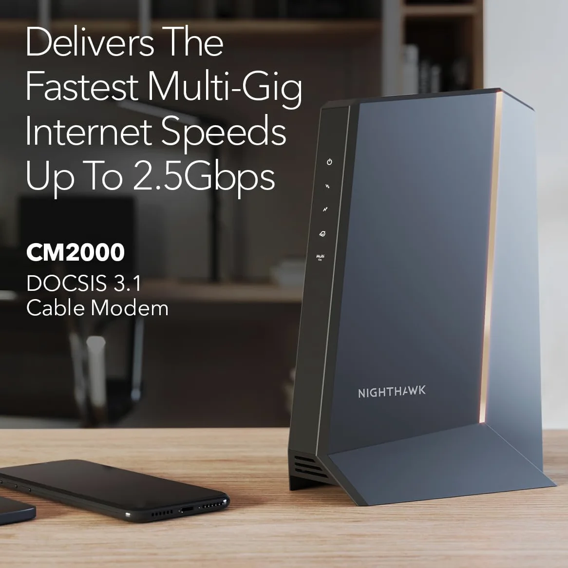 NETGEAR Nighthawk CM2000 Modem de câble – Noir – Compatible avec Xfinity, Cox, Spectrum – DOCSIS 3.1 – 2,5 Gbps – 1 Port Ethernet de 2,5 Gbps
