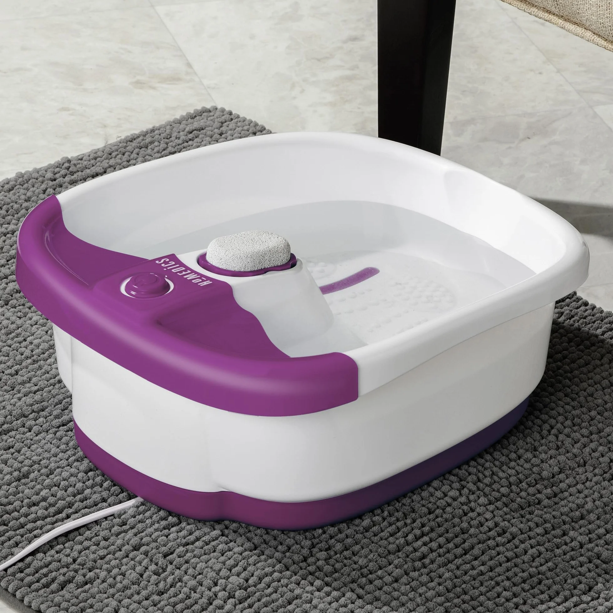 Homedics Spa Bain de Pied Massant Chauffant Balnéothérapie avec Bulles de Massage Jusqu’à Pointure 47