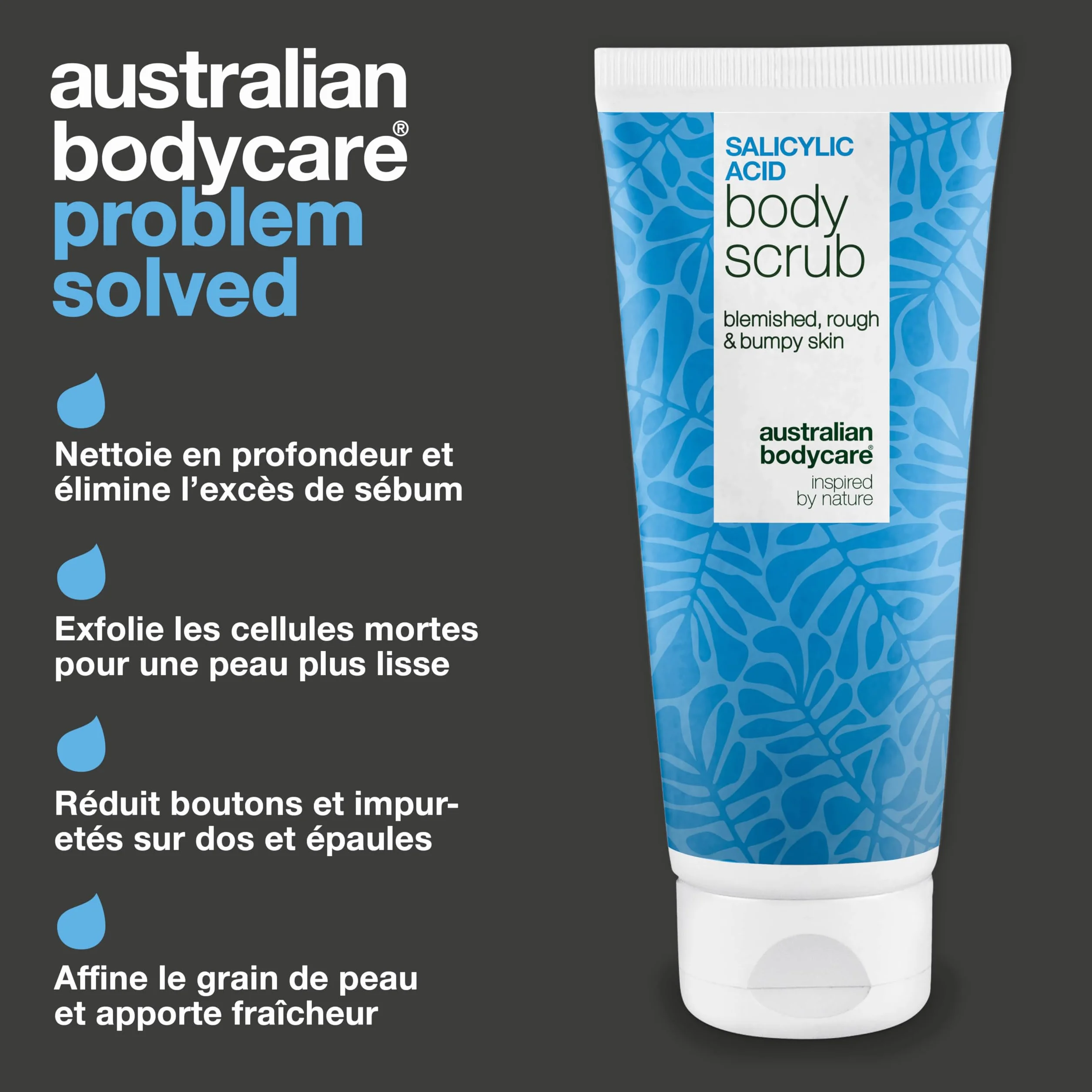 Gommage corps acide salicylique BHA AHA peeling anti-imperfections pores dilatés