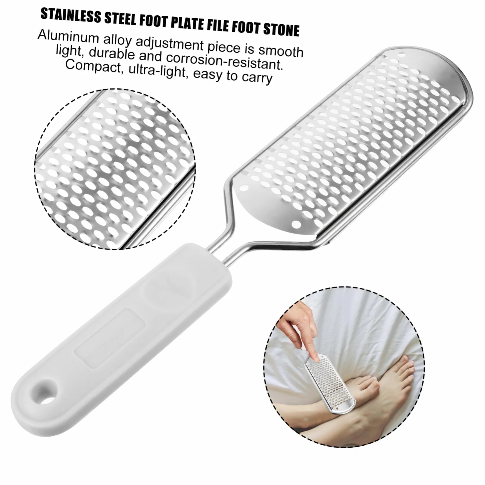 FRCOLOR Râpe à Peaux Mortes Acier Inoxydable Pied 2pièces Ergonomique Portable