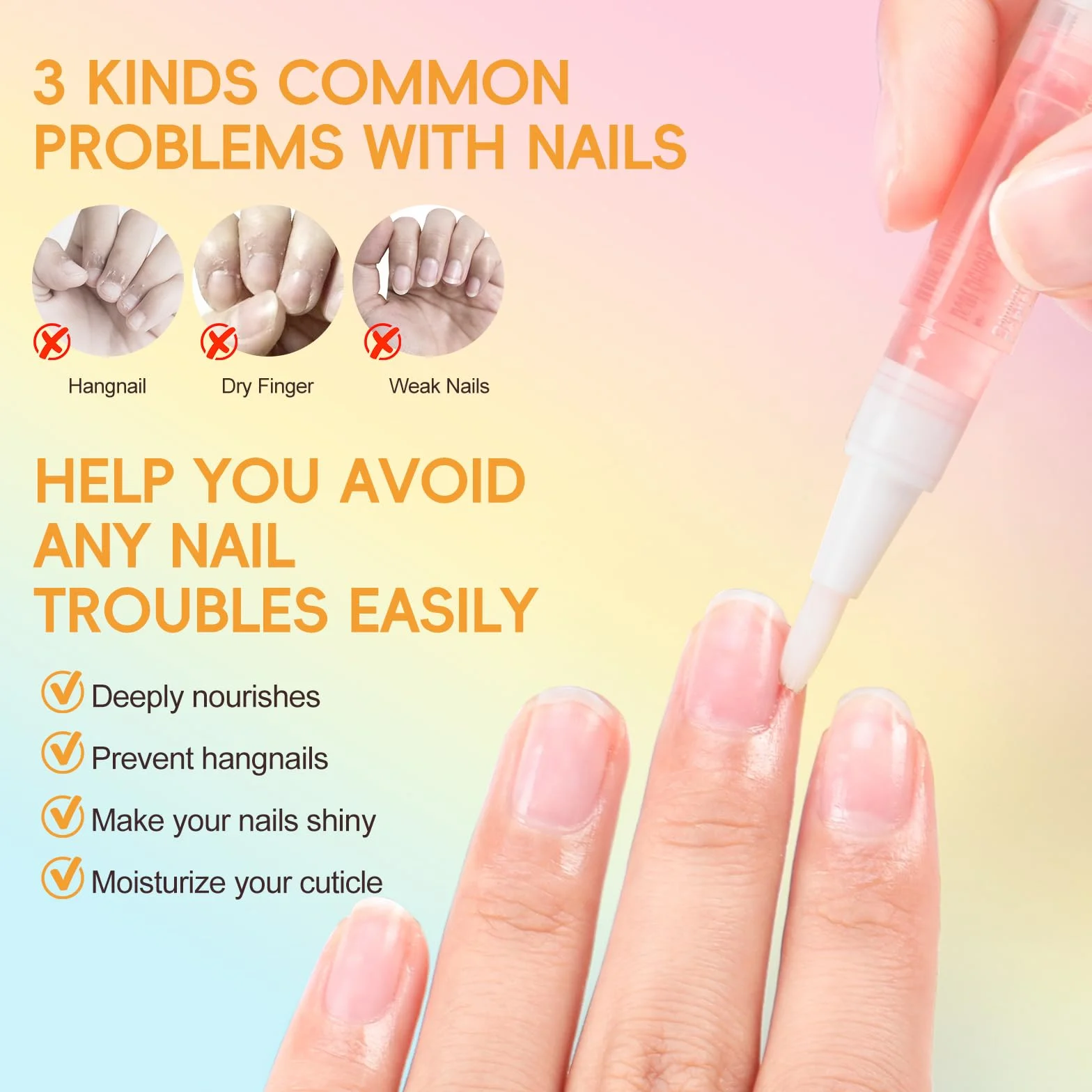 Coscelia Huile Cuticules Ongles Kit 8 Pièces Stylos à Huile pour Cuticules Réparer Fissures