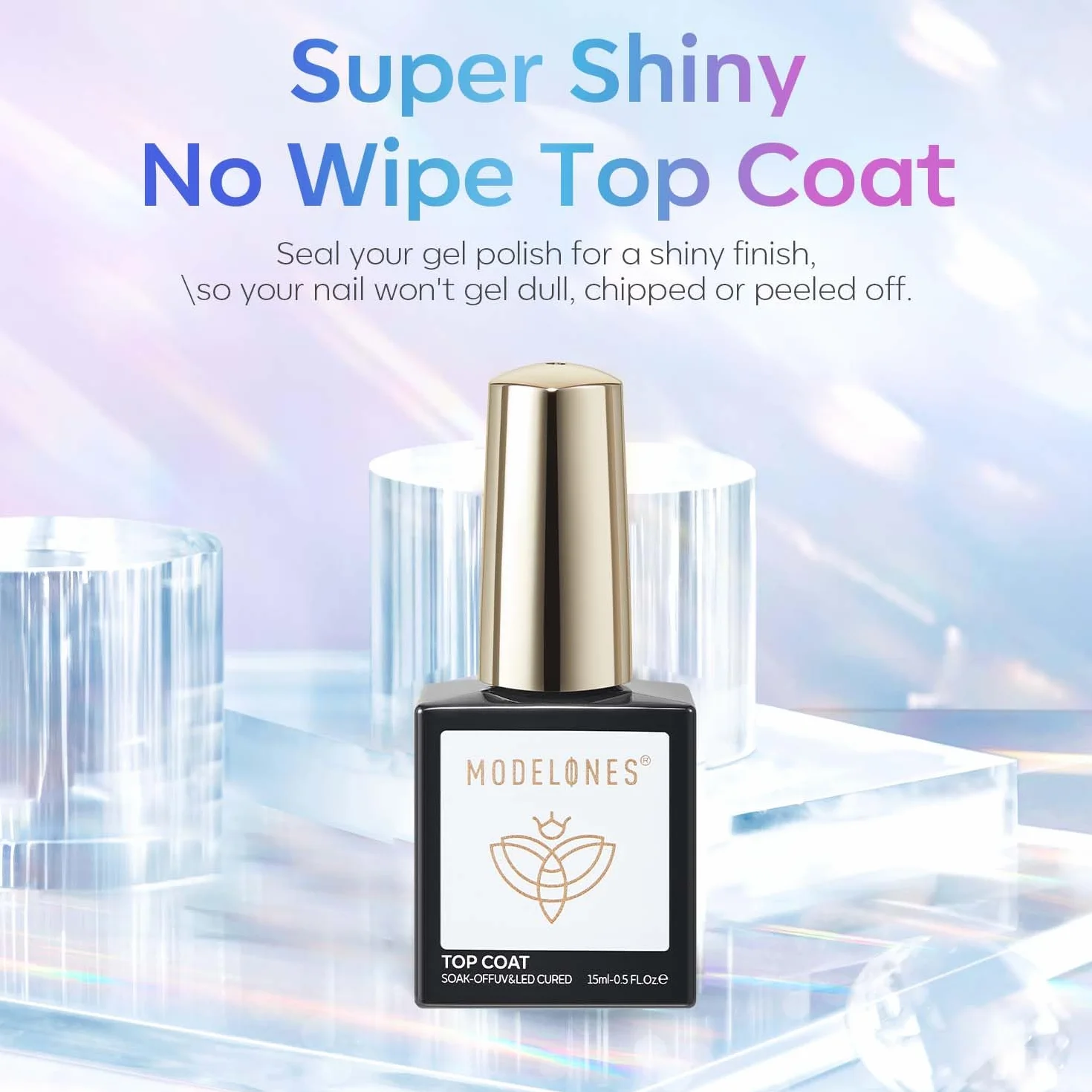 Modelones Top Coat Semi Permanent 15ML No Wipe UV LED Ultra Brillant Longue Durée
