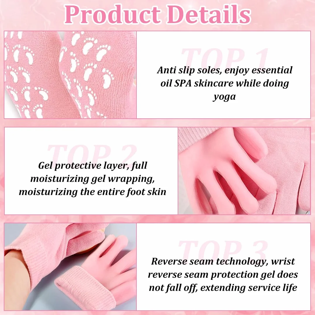 Lot de 2 Paires de Gants et Chaussettes Spa en Gel Hydratants Réutilisables