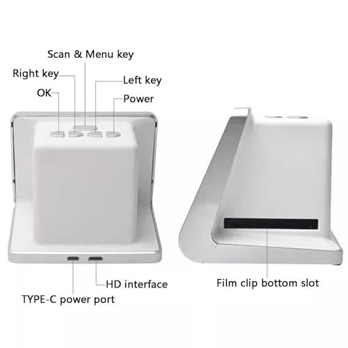 Scanner de film numérique, scanner de diapositives 22 MP avec écran LCD de 5 pouces, mémoire intégrée de 16 Go, convertit 135/110/126 diapositives négatives et monochromes en photos JPEG