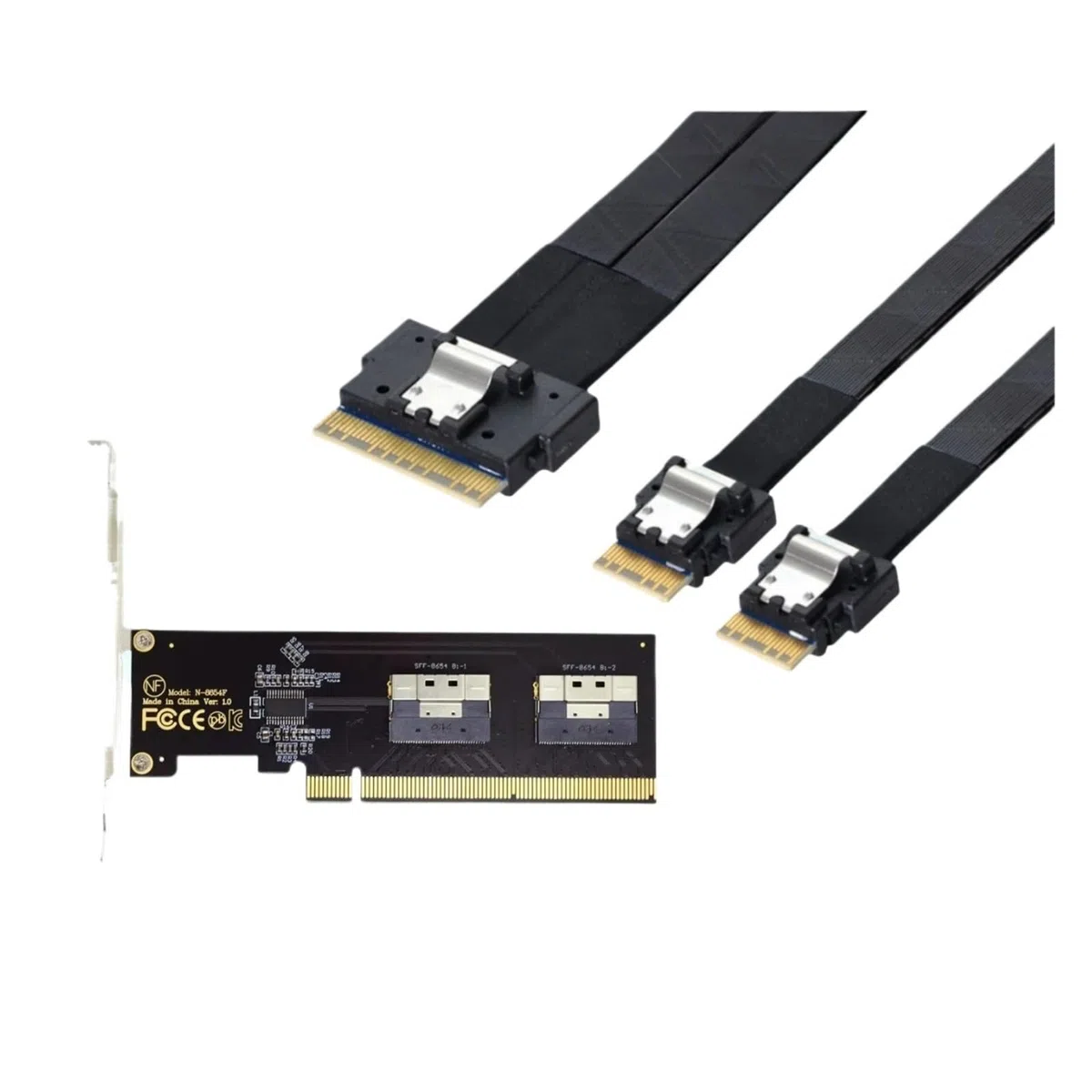 Câble de données fin SFF-8654 8i vers 2 ports 8654 8611 8643 S/AS 8087 40 cm 4i 8i PCI-E NVMe 2025 (8654 8i vers 2 8087)