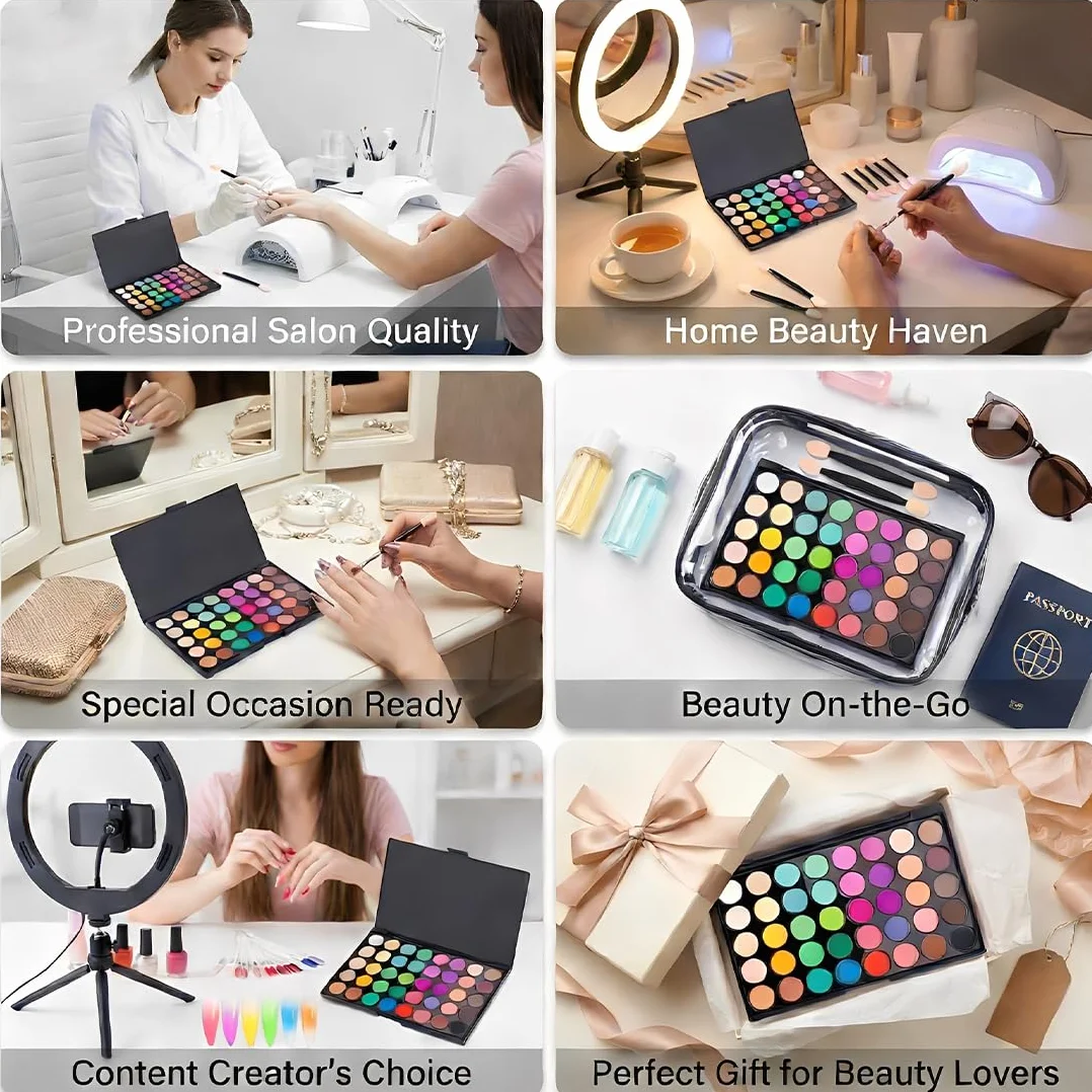 YUZNA 40 Couleurs Poudre à Ongles Pigmentée, Pailletée pour Nail Art, DIY Ongles, avec 10 Pinceaux