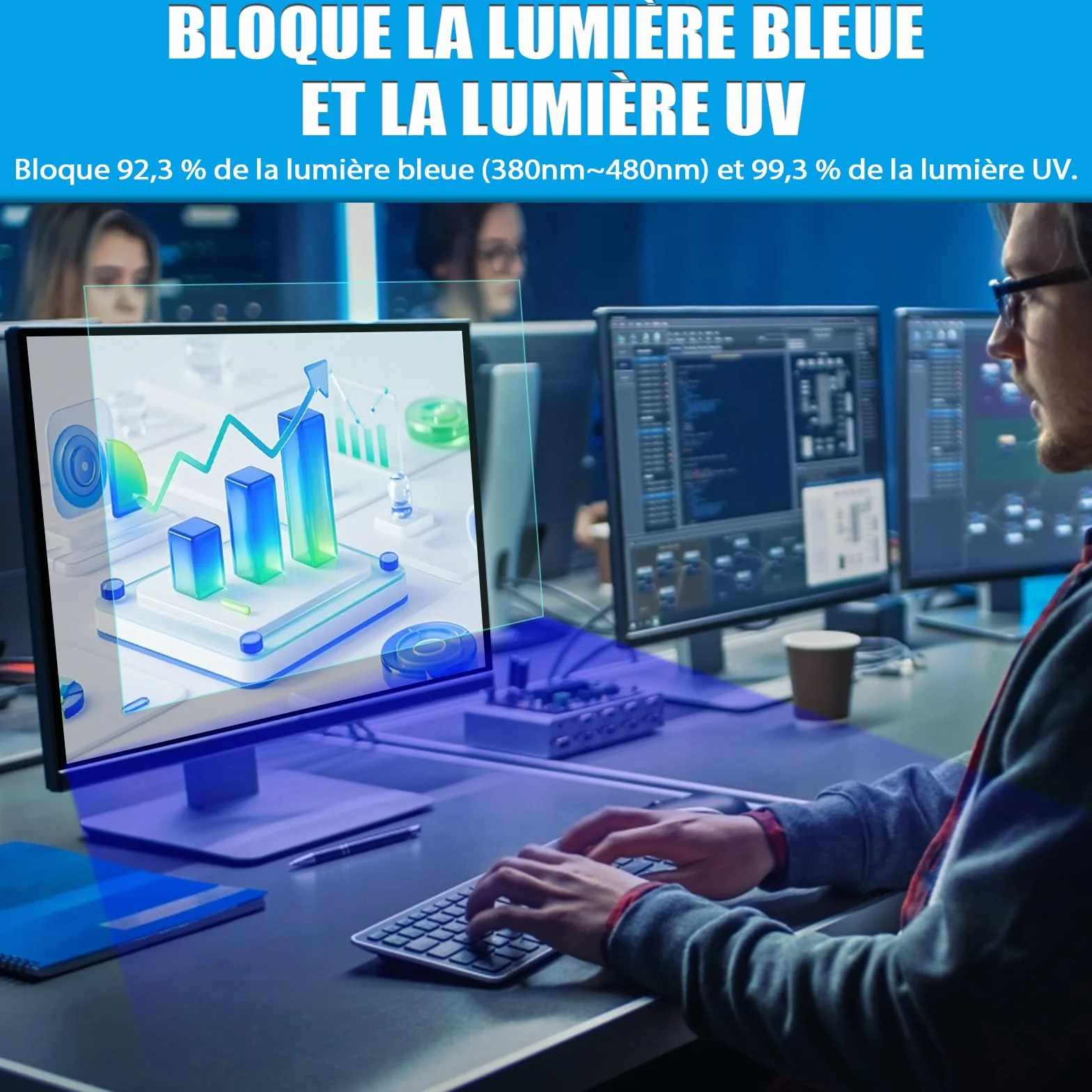 PYS Filtre Anti Lumiere Bleue PC 24 Pouces 16:9, Amovible Protection Ecran Mat Anti-reflet Moniteur