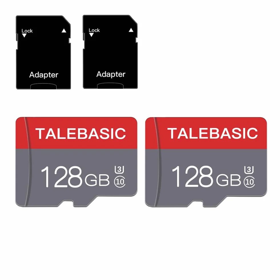 Cartes Micro SD 128 Go Classe 10 Haute Vitesse Lot de 2 avec Adaptateur SD