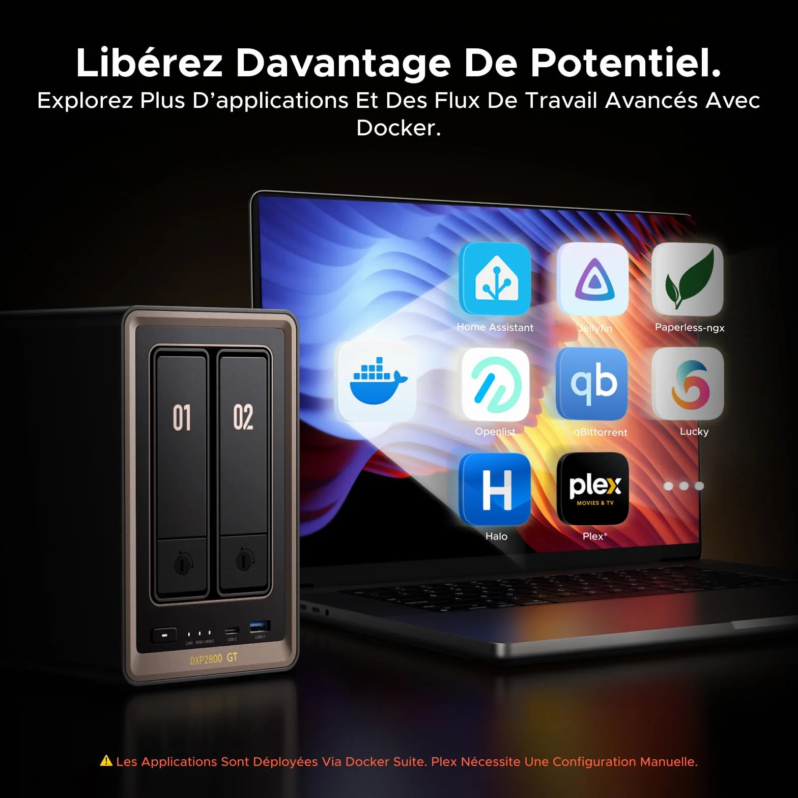 UGREEN NASync DXP2800 NAS 2 Baies, LAN 10GbE, AMD Ryzen R2514, 8 Go RAM, Double M.2 NVMe, HDMI 4K