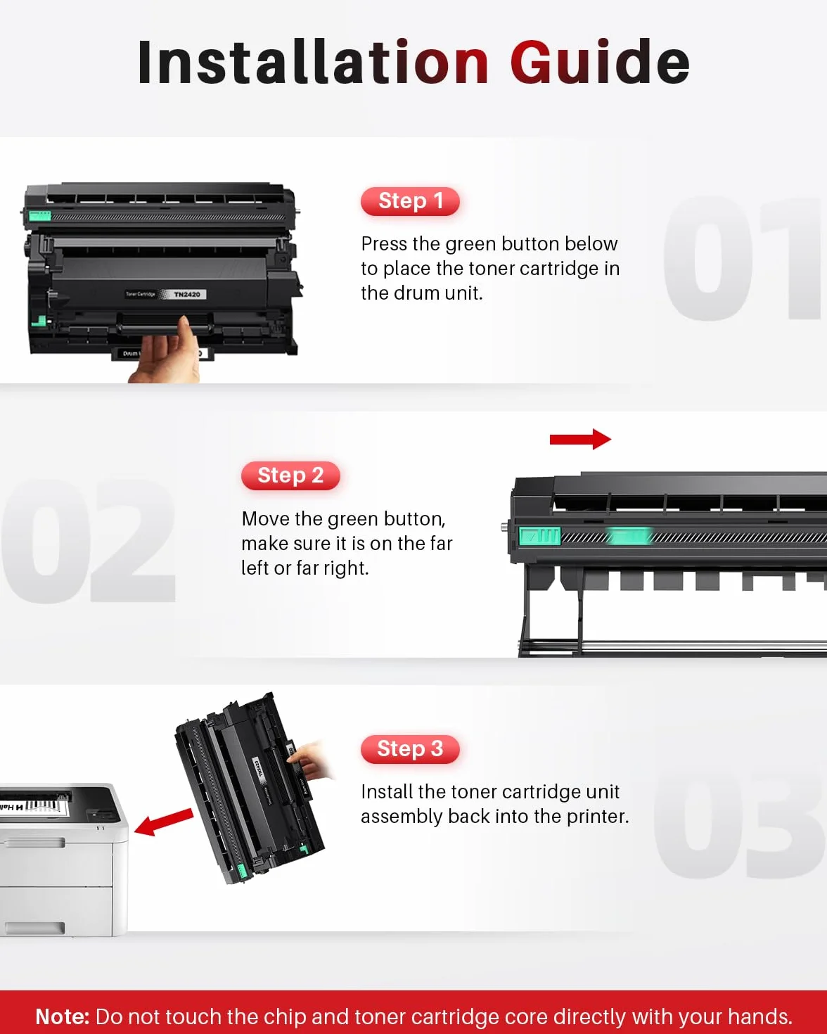 TN2420 Toner et DR2400 Tambour pour Brother HL-L2350DW HL-L2370DN HL-L2375DW MFC-L2710DW