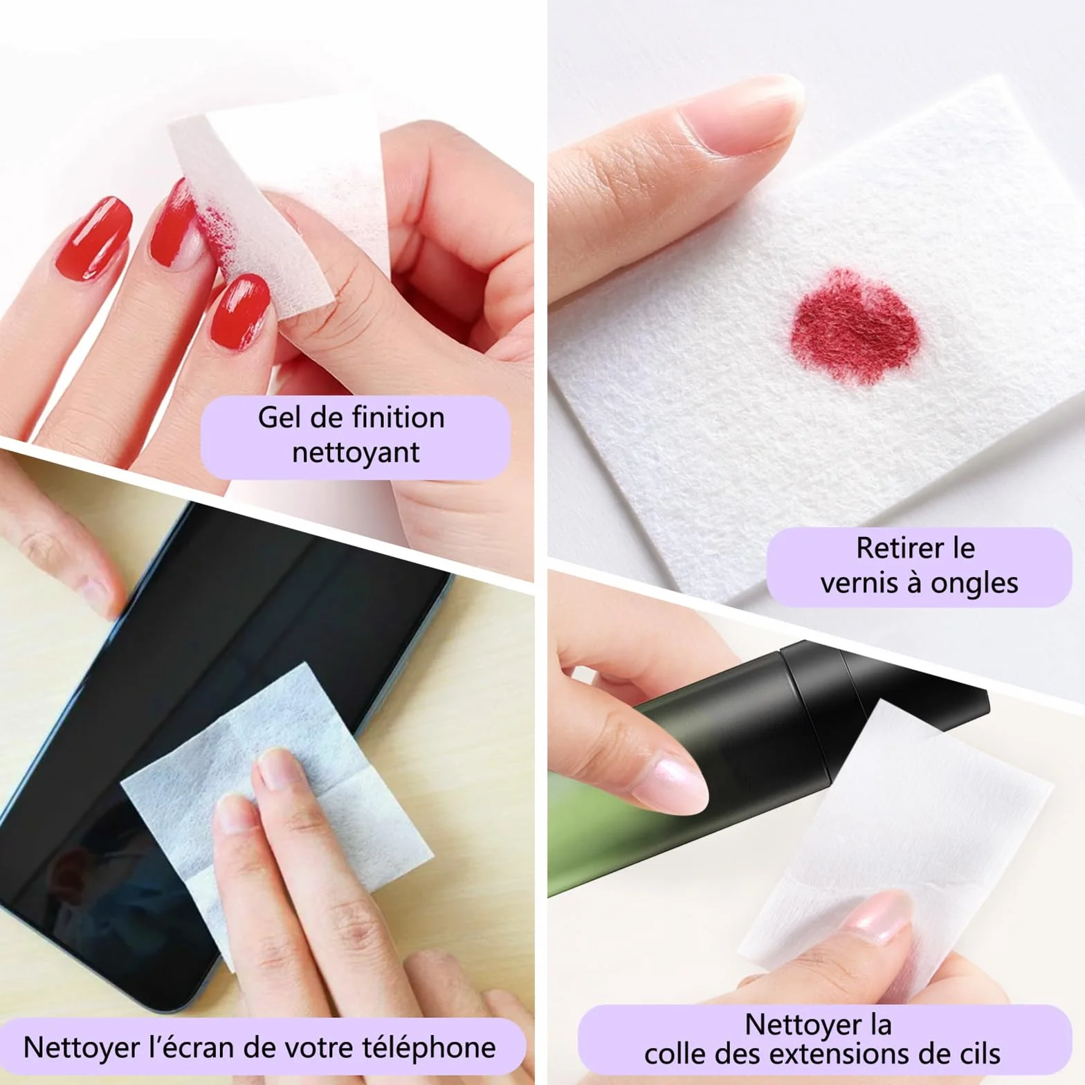 630 Pcs Disques Coton Non Pelucheux pour Ongles, Tampons Démaquillants pour Vernis et Gel (Blanc)