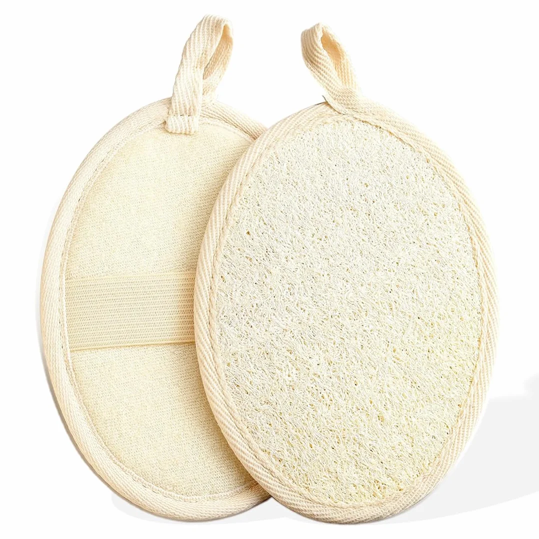 Éponge de Luffa Naturel Exfoliant pour le Corps, Loofah Organique, 2 Pièces