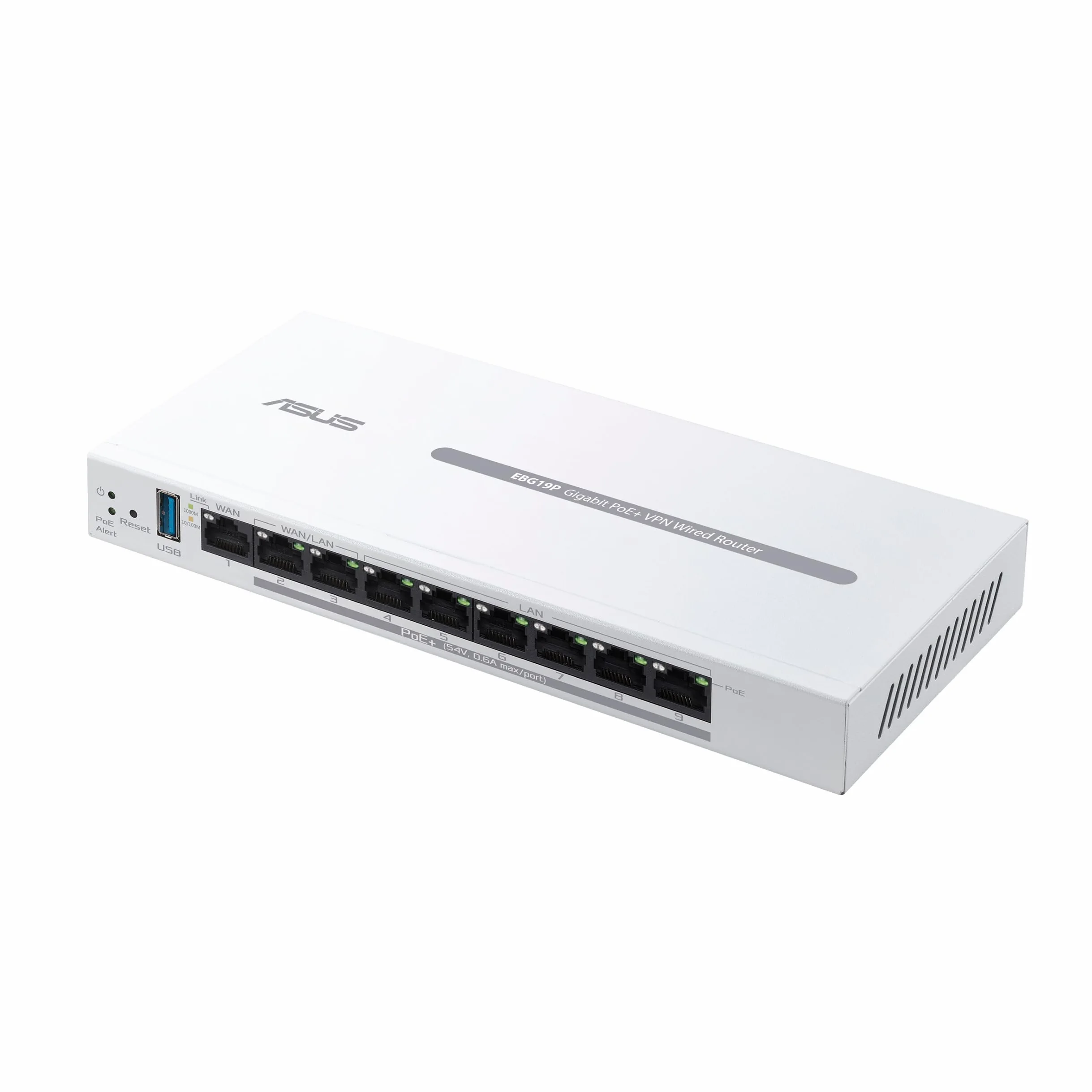 ASUS ExpertWiFi EBG19P, Routeur Filaire Gigabit PoE+ VPN, 8 Ports PoE+, 123W, Jusqu'à 3 Ports WAN ethernet + 1 USB WAN, Idéal pour Les AP, Sécurité réseau de qualité Commerciale