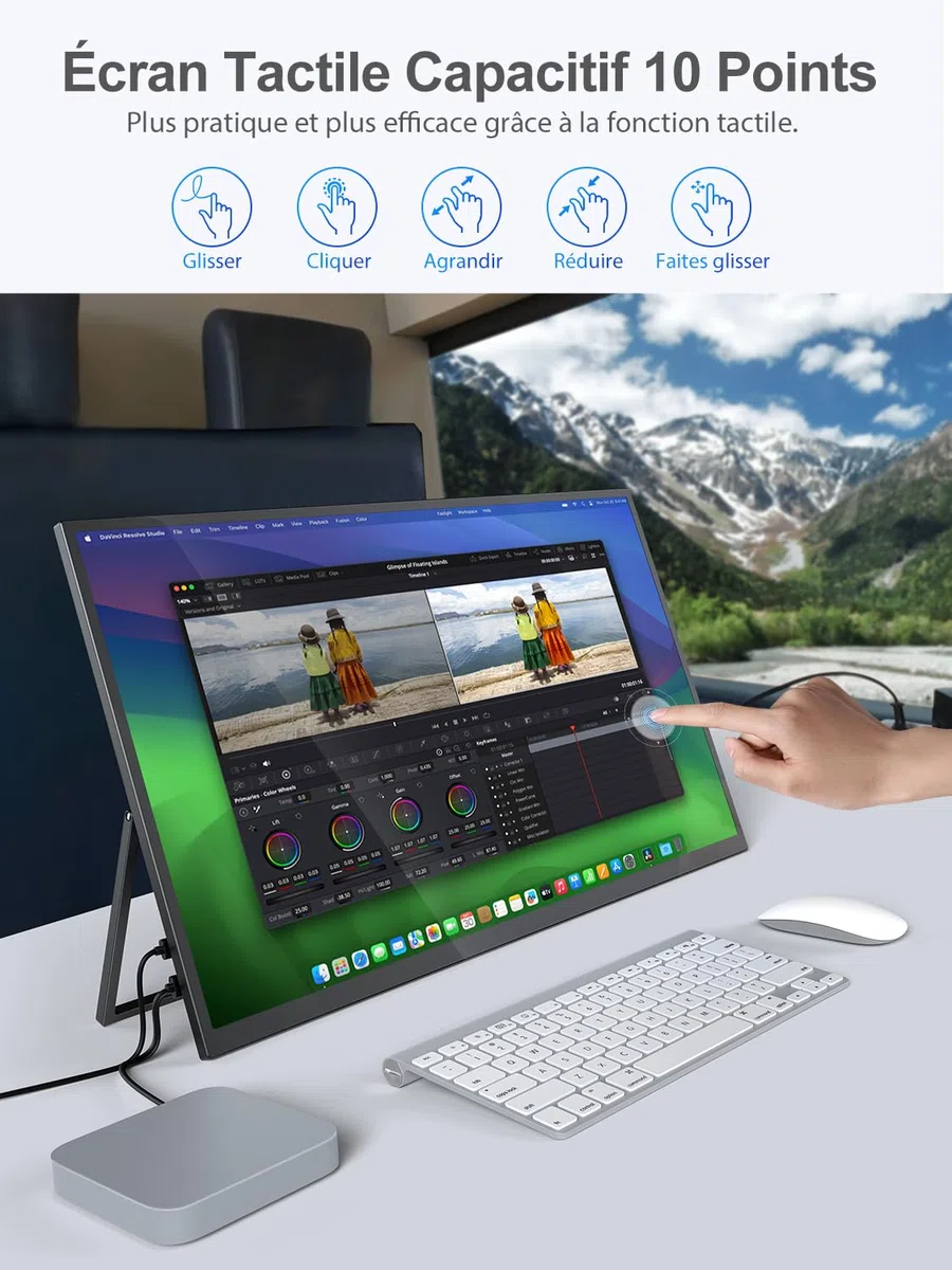 UPERFECT 18,5 Pouces 120Hz Tactile Écran Portable, Full HD 1080P 100% sRGB