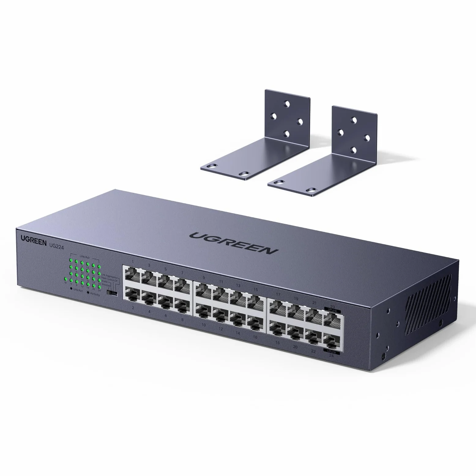 UGREEN Switch Ethernet Gigabit 24 Ports Hub Réseau LAN 1000Mbps | Montage sur Bureau ou Mural Splitter pour Bureau et Maison Multiprise RJ45 Compatible avec PC TV Imprimante Caméra Routeur