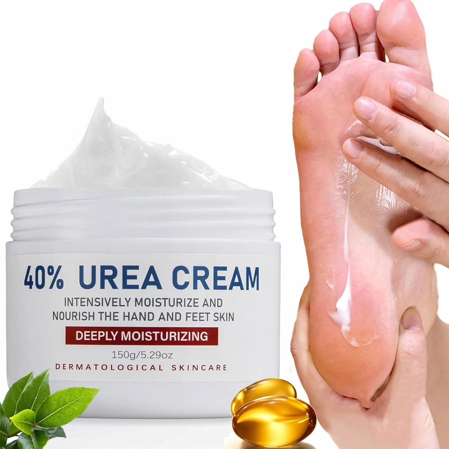 Crème à l'Urée 40% pour les Pieds, Réparatrice Hydratante Peau Sèche Craquelée, 150g