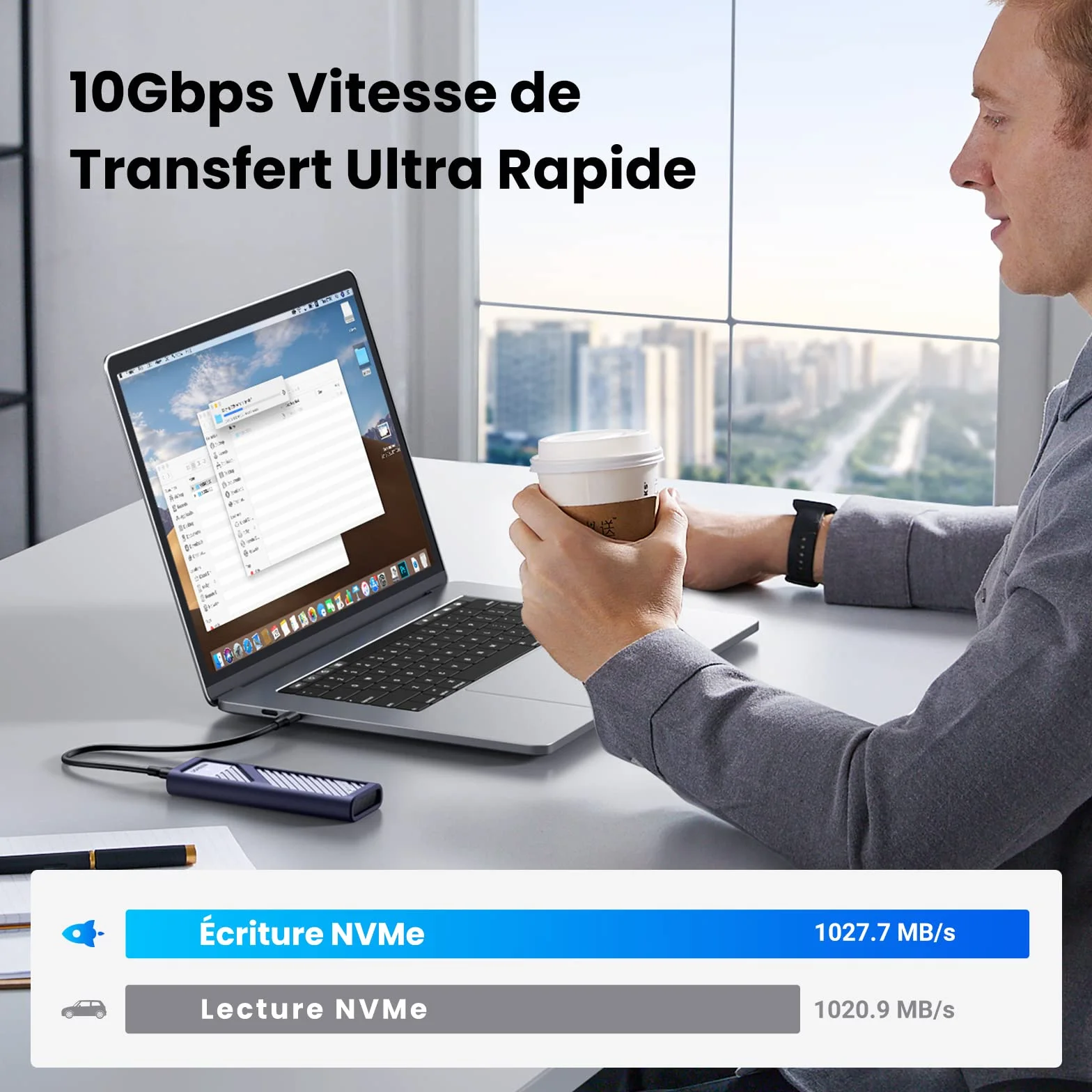 UGREEN Boîtier SSD M2 NVMe USB 3.2 Gen 2 10Gbps Adaptateur Disque Dur PCIe 2230 2242 2260 2280