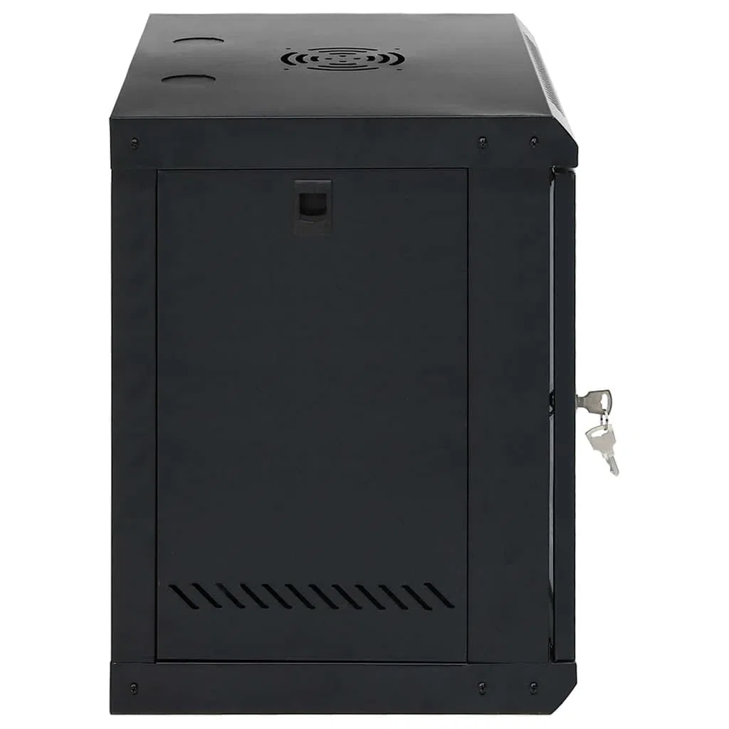 Armoire réseau murale 53 x 45 x 60 cm, armoire serveur en acier avec porte en verre de sécurité, armoire de données pour bureau et infrastructure informatique, répartiteur mural verrouillable, noir