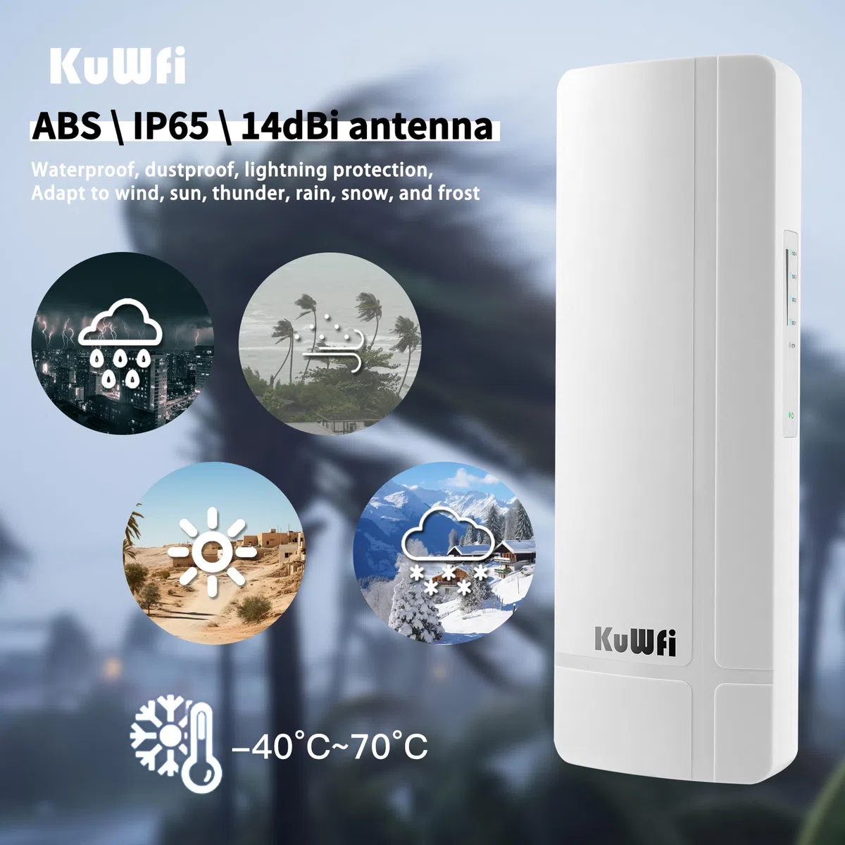 KuWFi Pont PoE sans Fil 900 Mbps avec Port Gigabit, Wi-FI Point à Point 5,8 GHz avec antenne à Gain élevé de 14 dBi, répéteur Wi-FI prenant en Charge Une portée de 3 km, PTP/PTMP