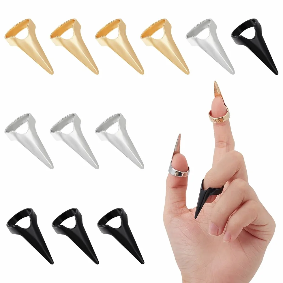 Nbeads 15 Pcs 3 Couleurs Anneaux de Griffe de Doigt en Métal pour Halloween Cosplay, Or Clair/Platine/Noir