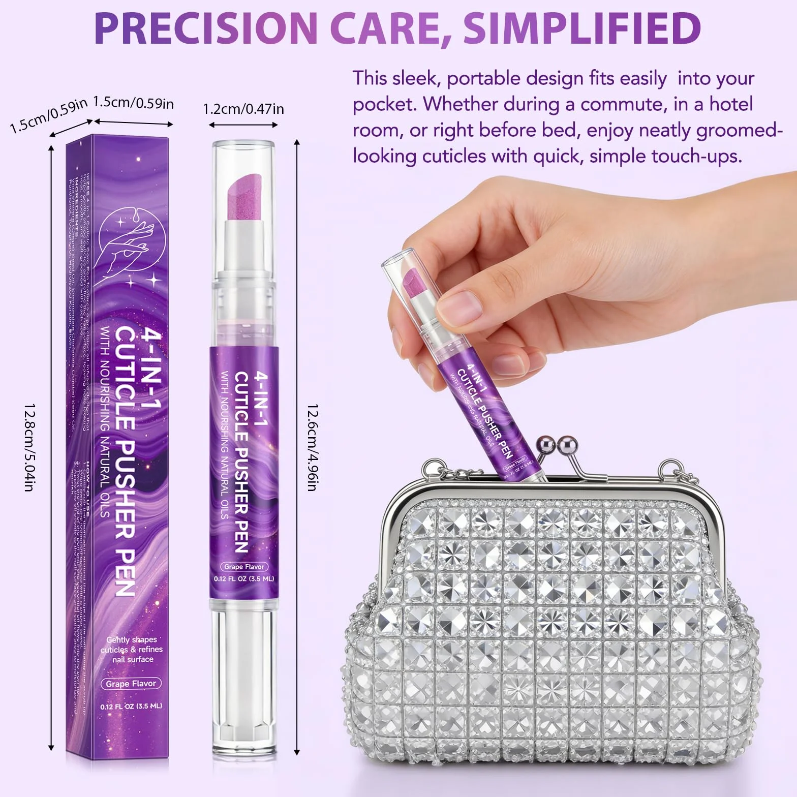 Repousse-cuticules Crayon d'huile Stylo enlever cuticules Gommage doux Arôme raisin