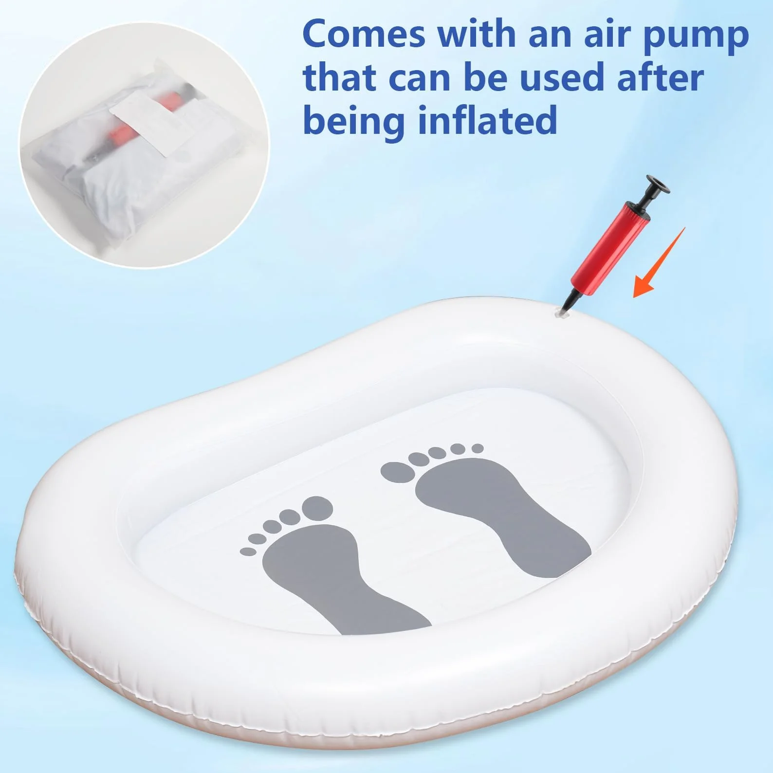 Bain de Pieds Gonflable pour Piscine avec Pompe à Air, Portable pour Plage et Camping