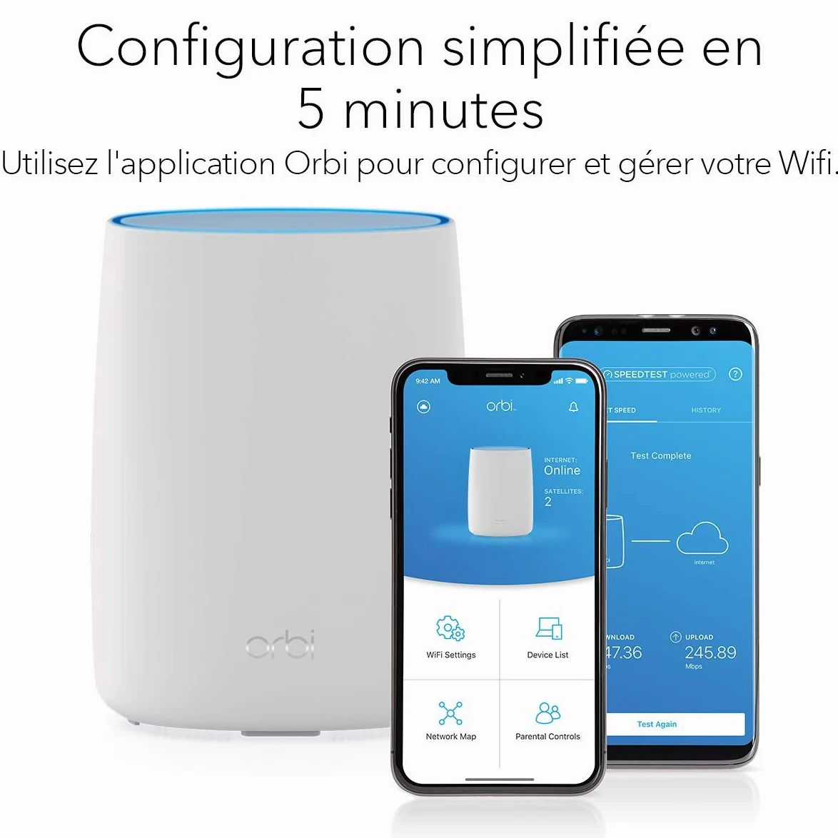 NETGEAR Orbi LBR20 Routeur 4G, Box 4G LTE WiFi Mesh, AC2200, couvre jusqu'à 125m² et 25 appareils, extensible via satellite, compatible tout opérateur, idéal lieux avec internet lent ou non disponible