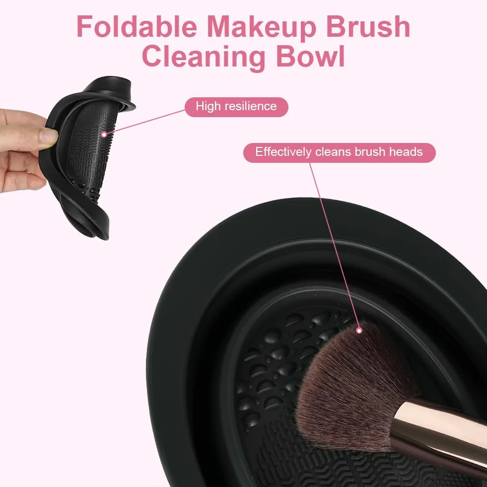 Set Pinceaux Maquillage 51 Pièces, Professionnel avec Éponges, Houppettes, Trousse Rangement, Brosse Fond Teint Poudre Blush Yeux Noir