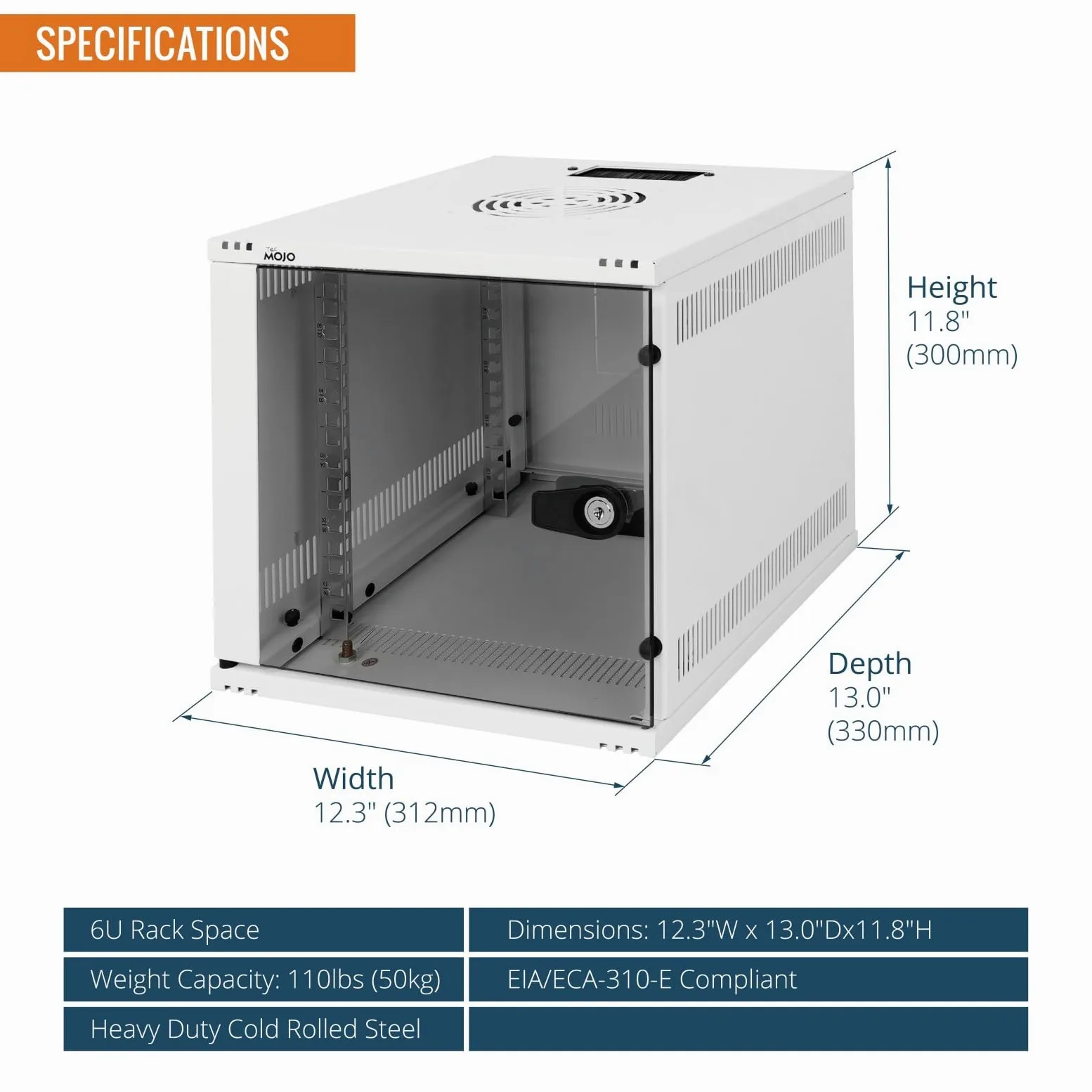 Tecmojo Rack réseau pour serveur 6U de 330 mm de profondeur 25,4 cm de large, armoire réseau avec étagère, panneaux brossés, organisateur de câbles pour petits appareils AV/IT/données, capacité de 50