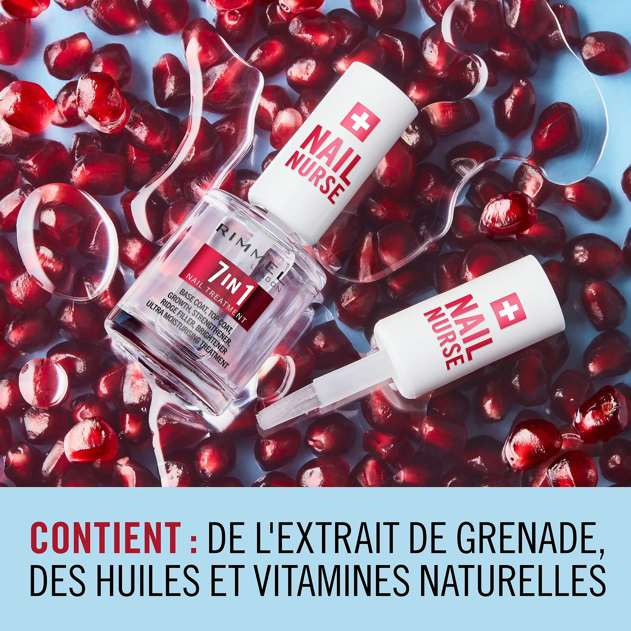 Rimmel London Base & Top Coat 7 en 1 polyvalent 12 ml soin des ongles vegan