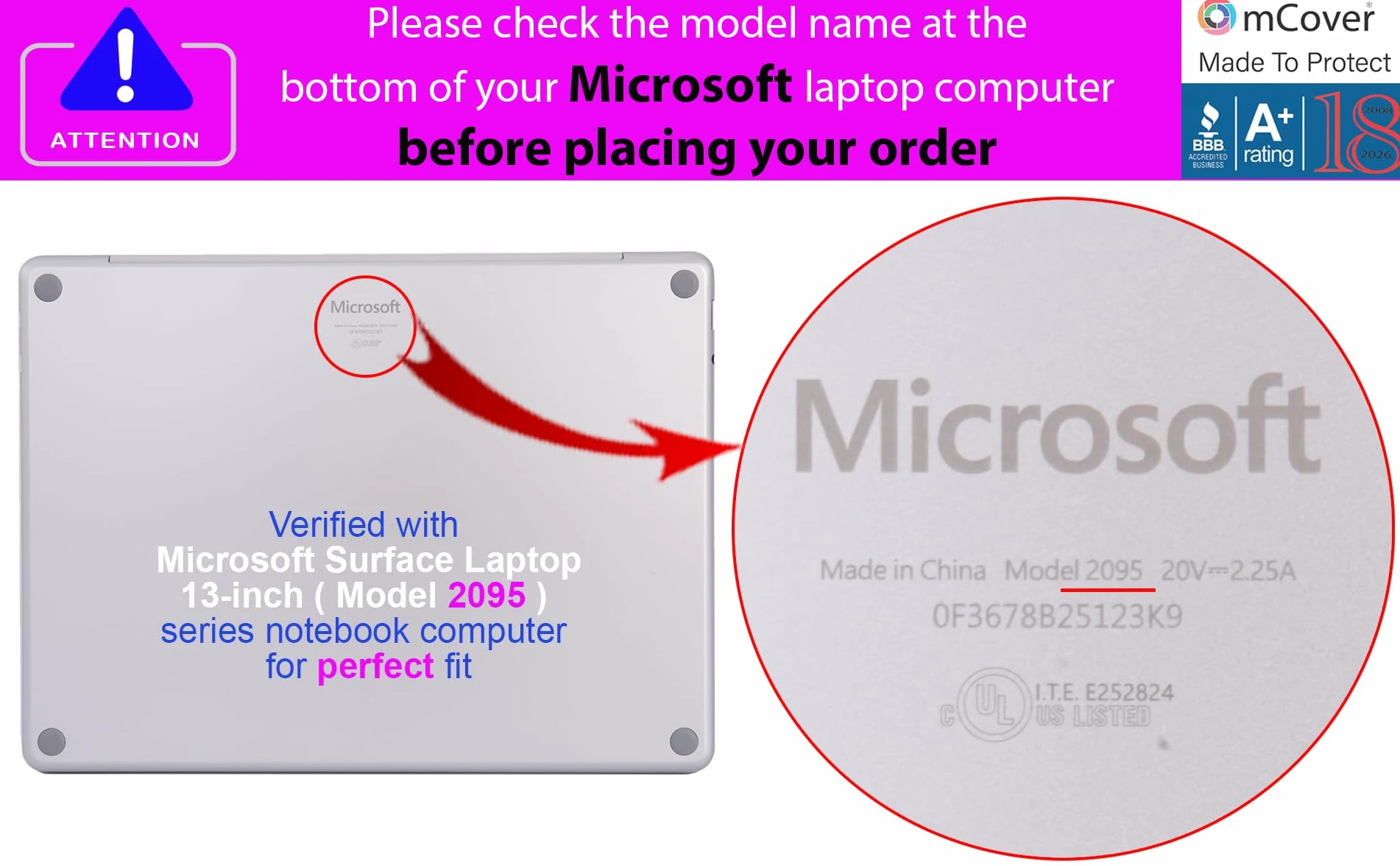 mCover Étui uniquement compatible avec Microsoft Surface Laptop 13 Windows 2025+ 13" (modèle # 2095) avec processeur Snapdragon et Copilot+ (ne convient pas aux autres ordinateurs portables Surface